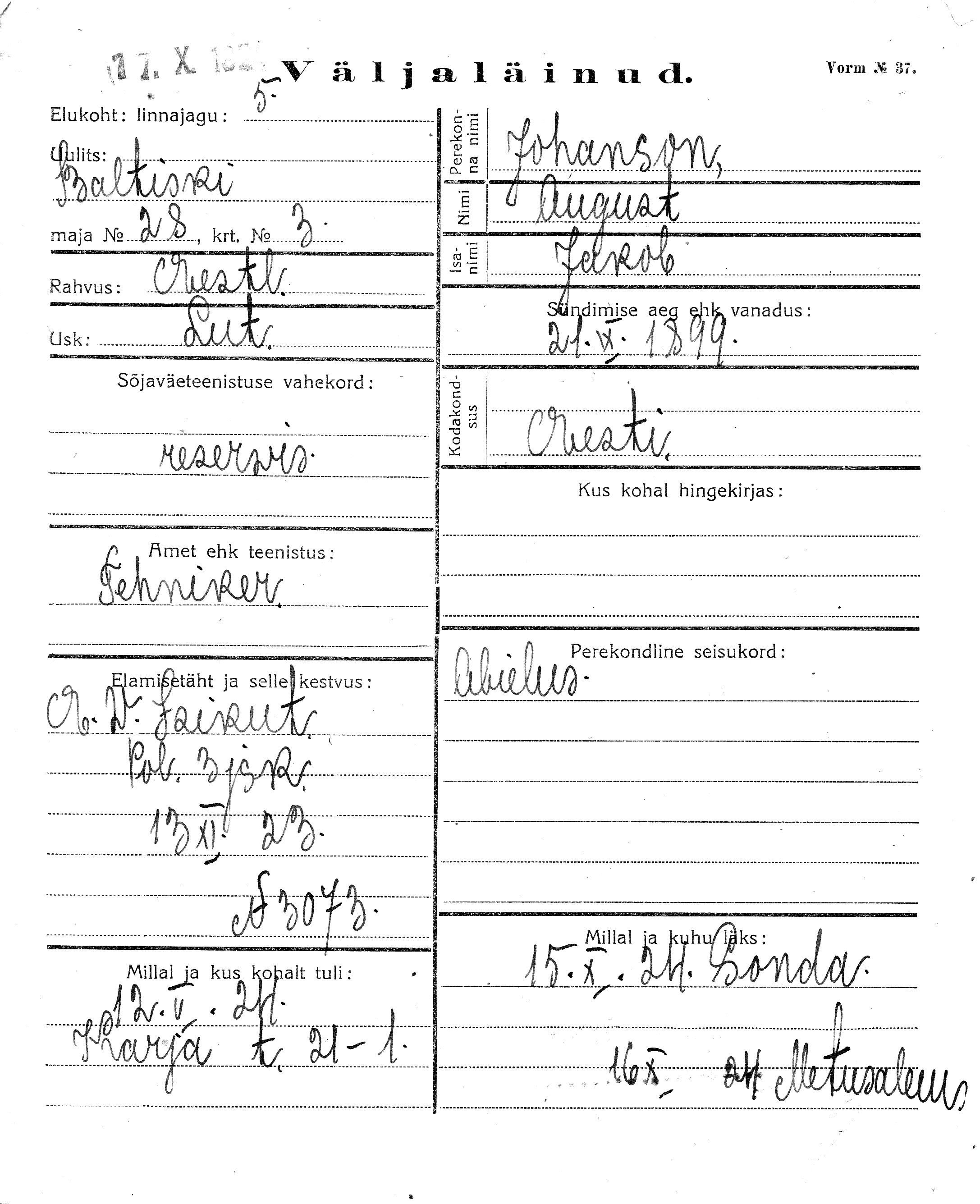 Johanson, August, Jakob