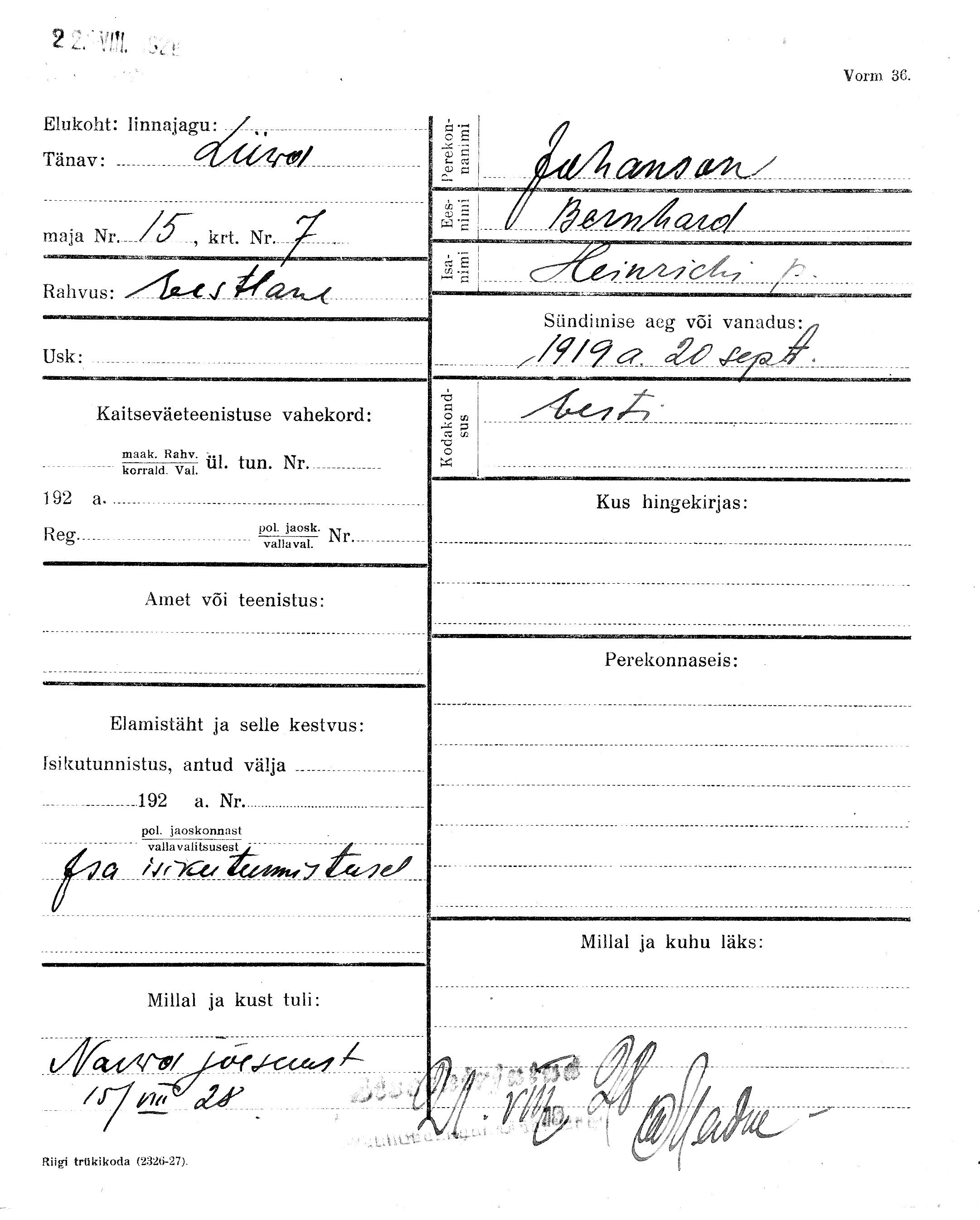 Johanson, Bernhard, Heinrich