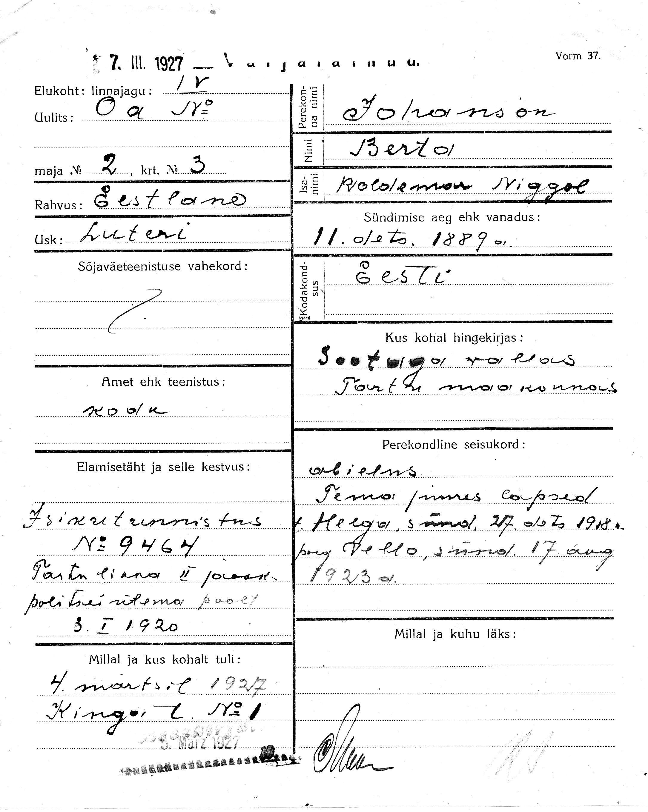 Johanson, Berta, Woldemar Niggol