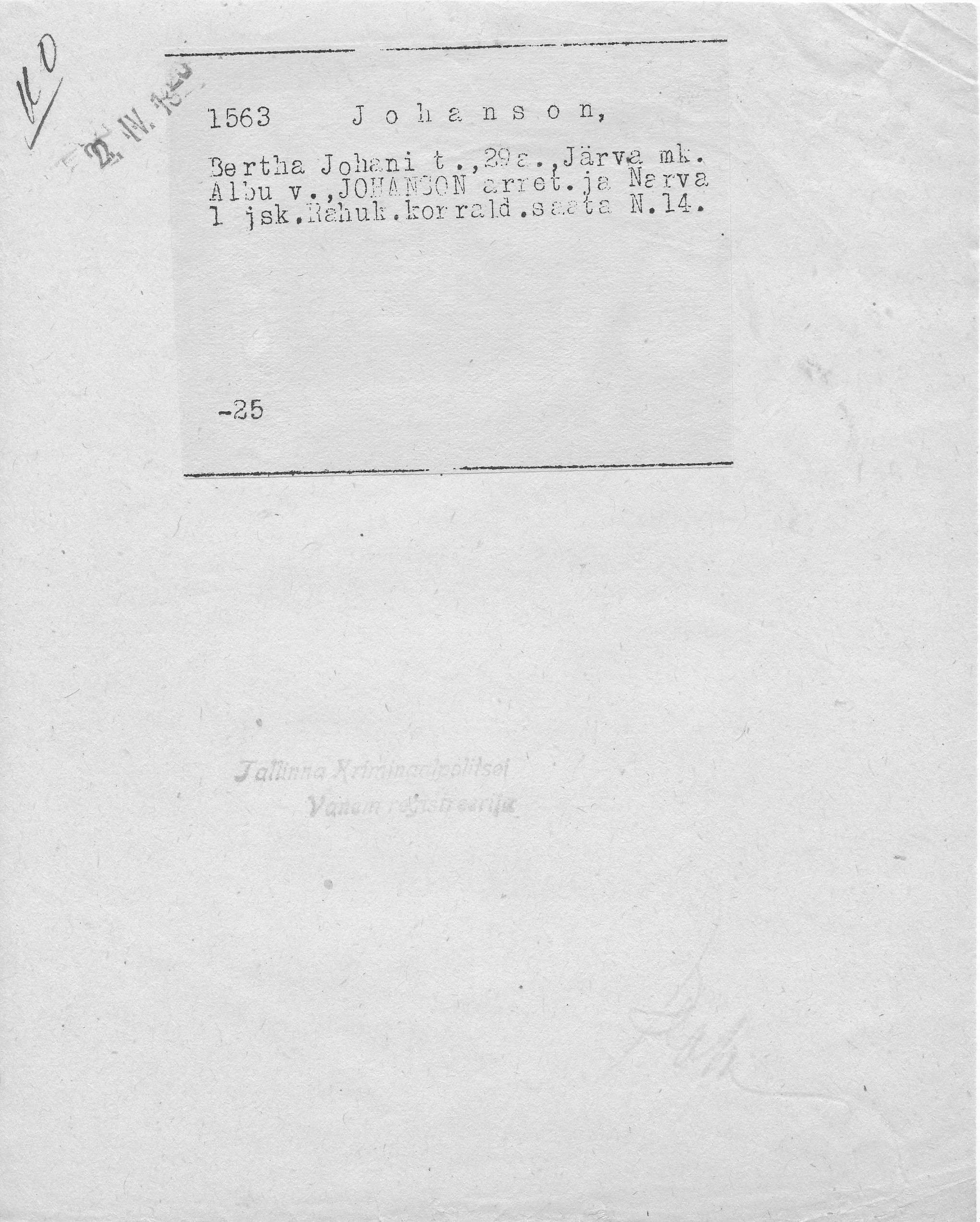 Johanson, Bertha, Johan