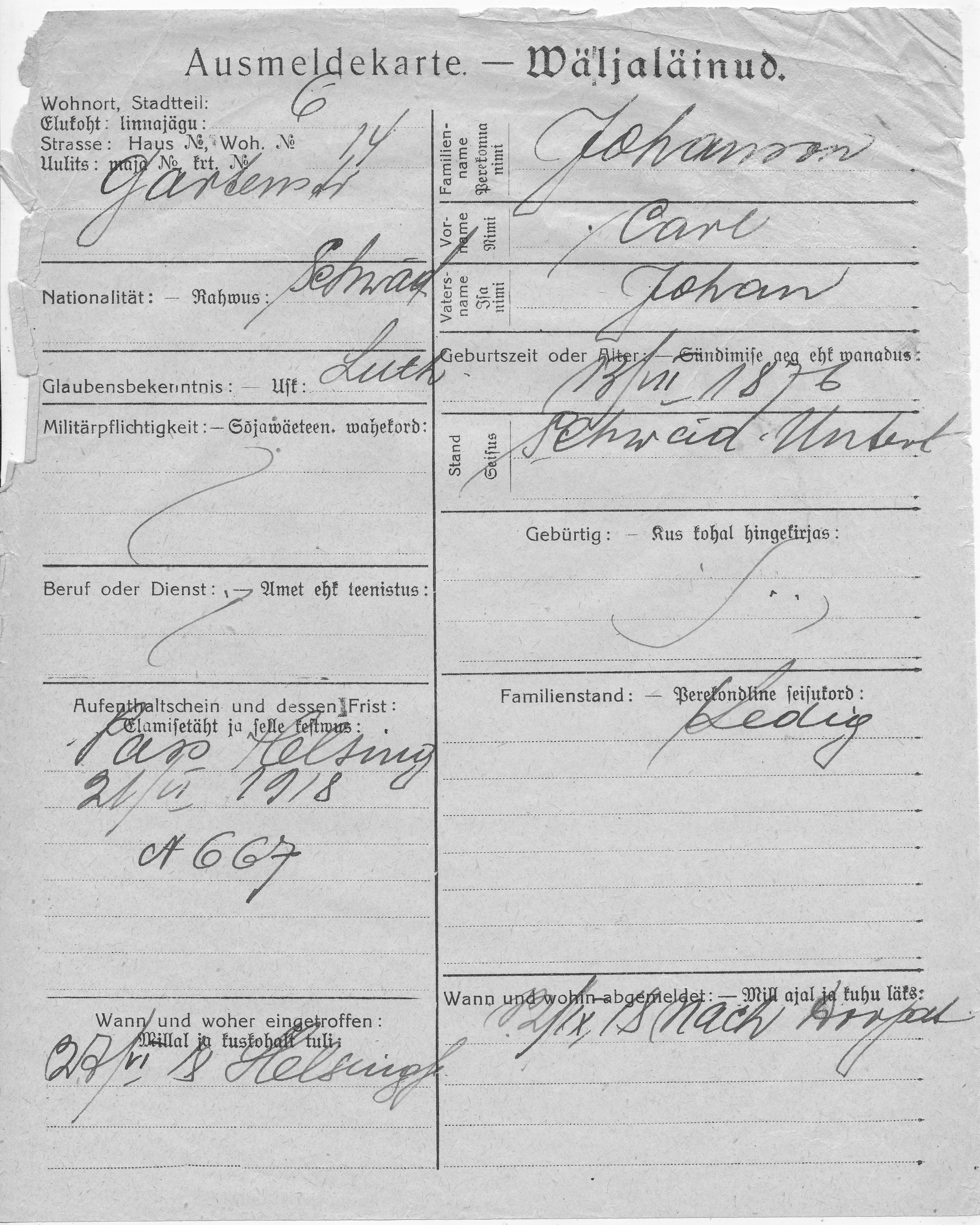 Johanson, Carl, Johan