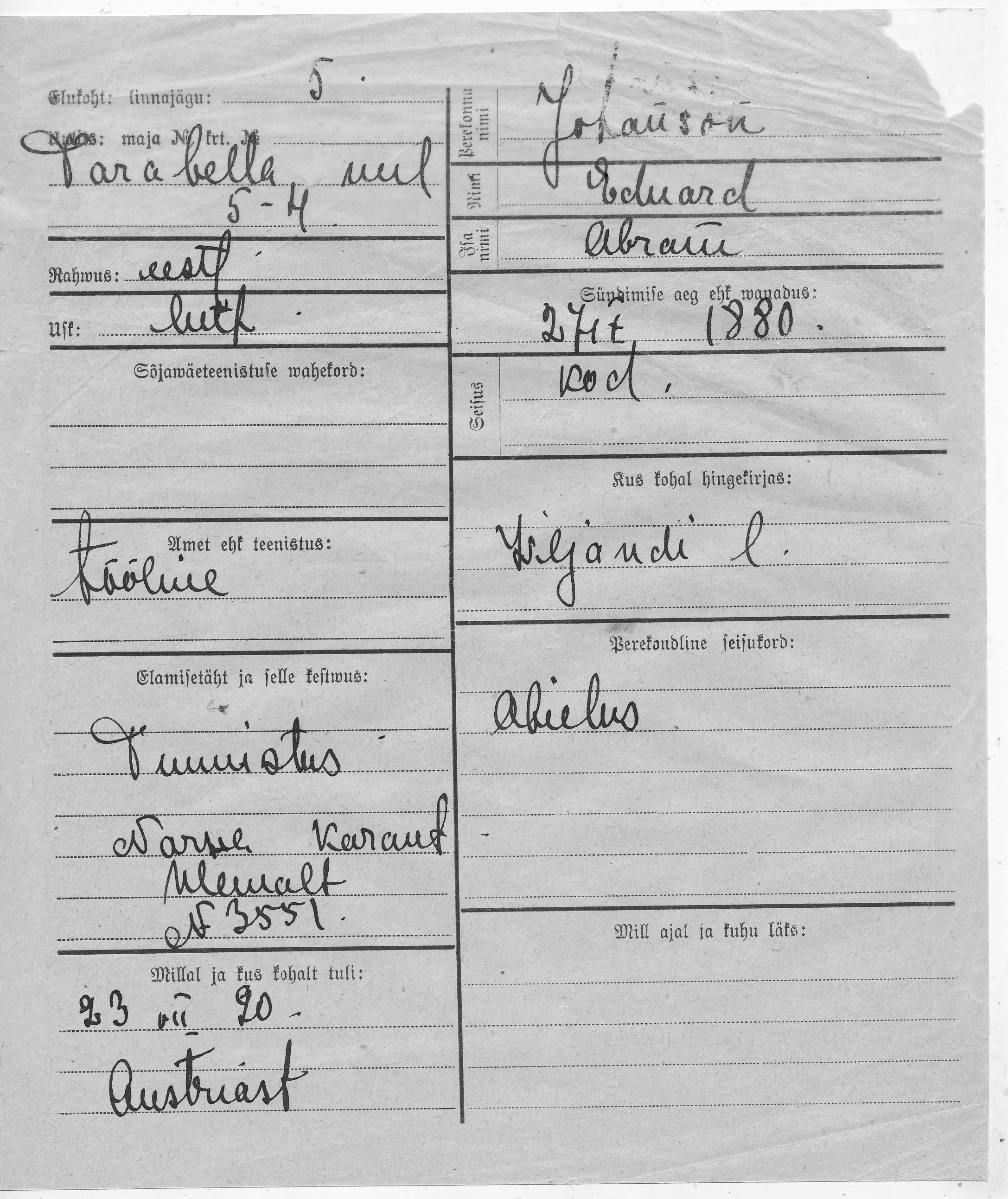 Johanson, Eduard, Abam