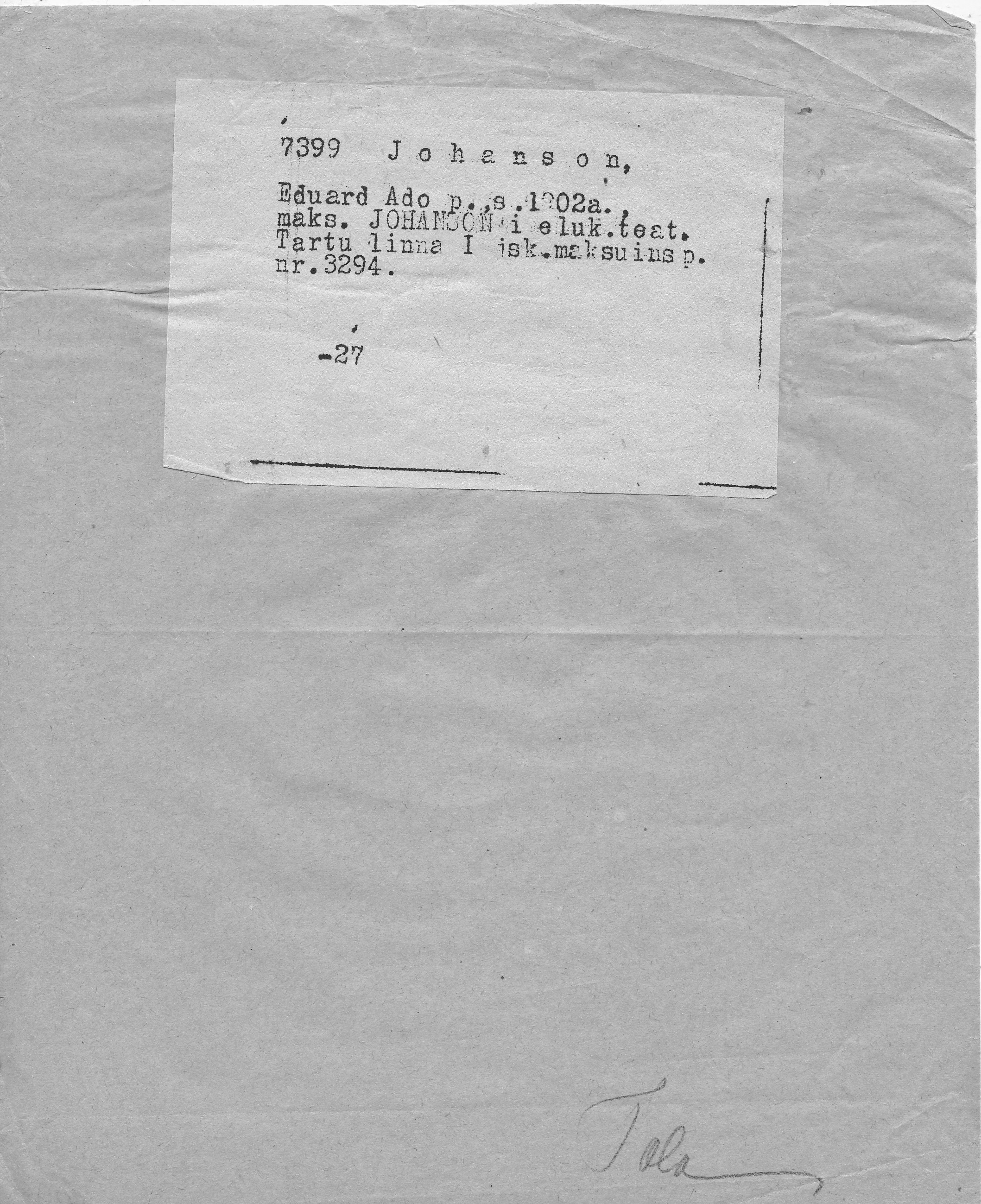 Johanson, Eduard, Ado