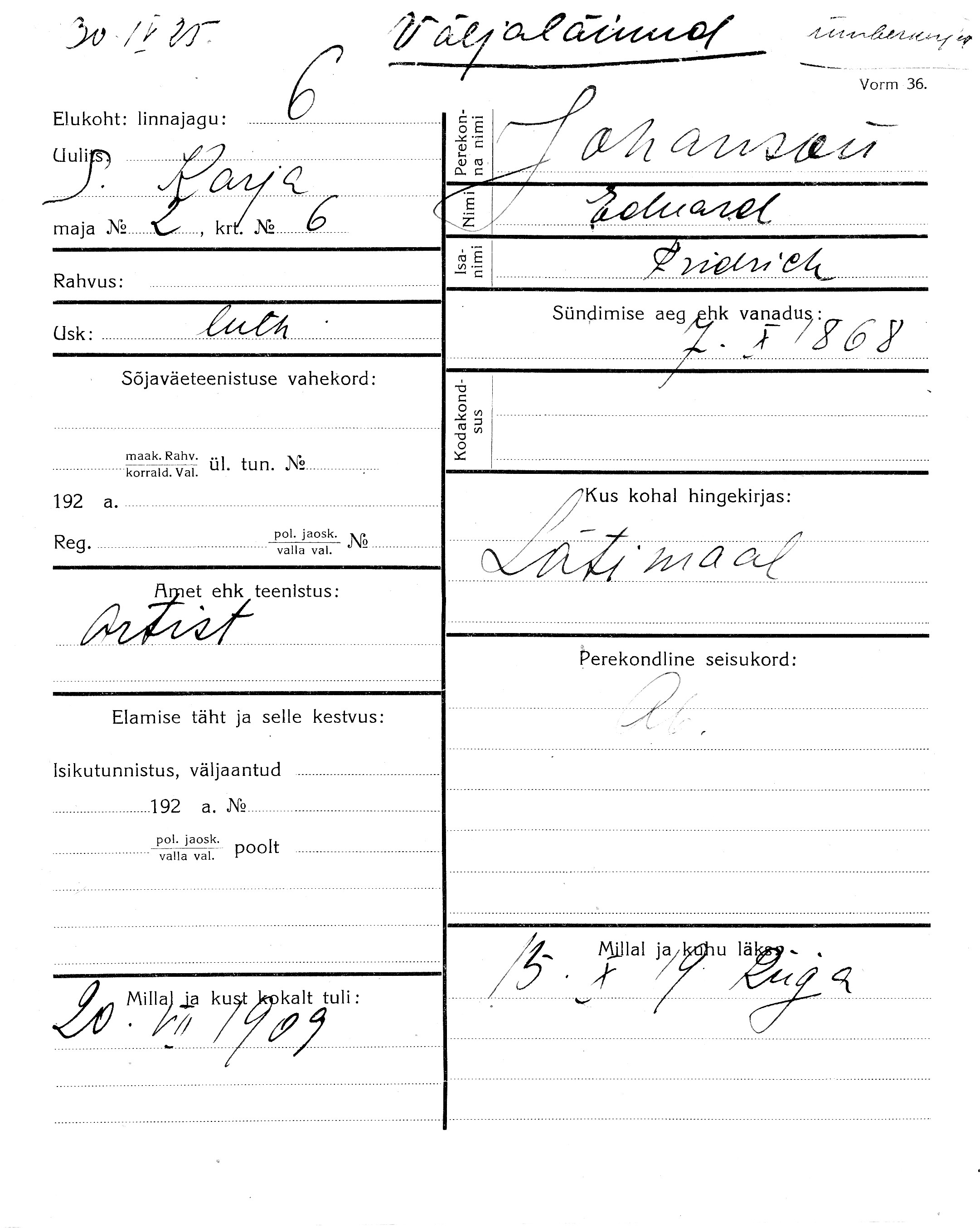 Johanson, Eduard, Fridrich