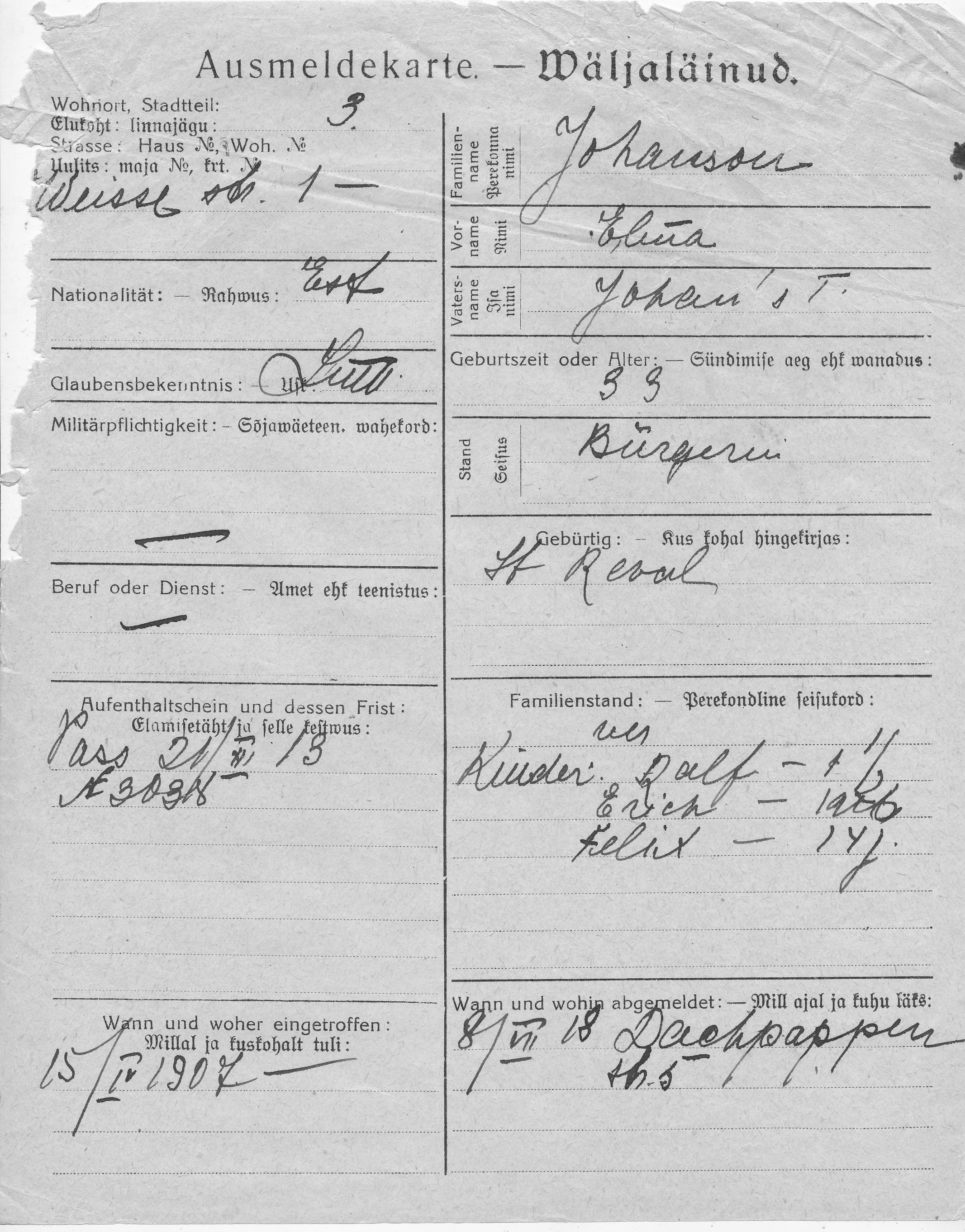 Johanson, Elena, Johan