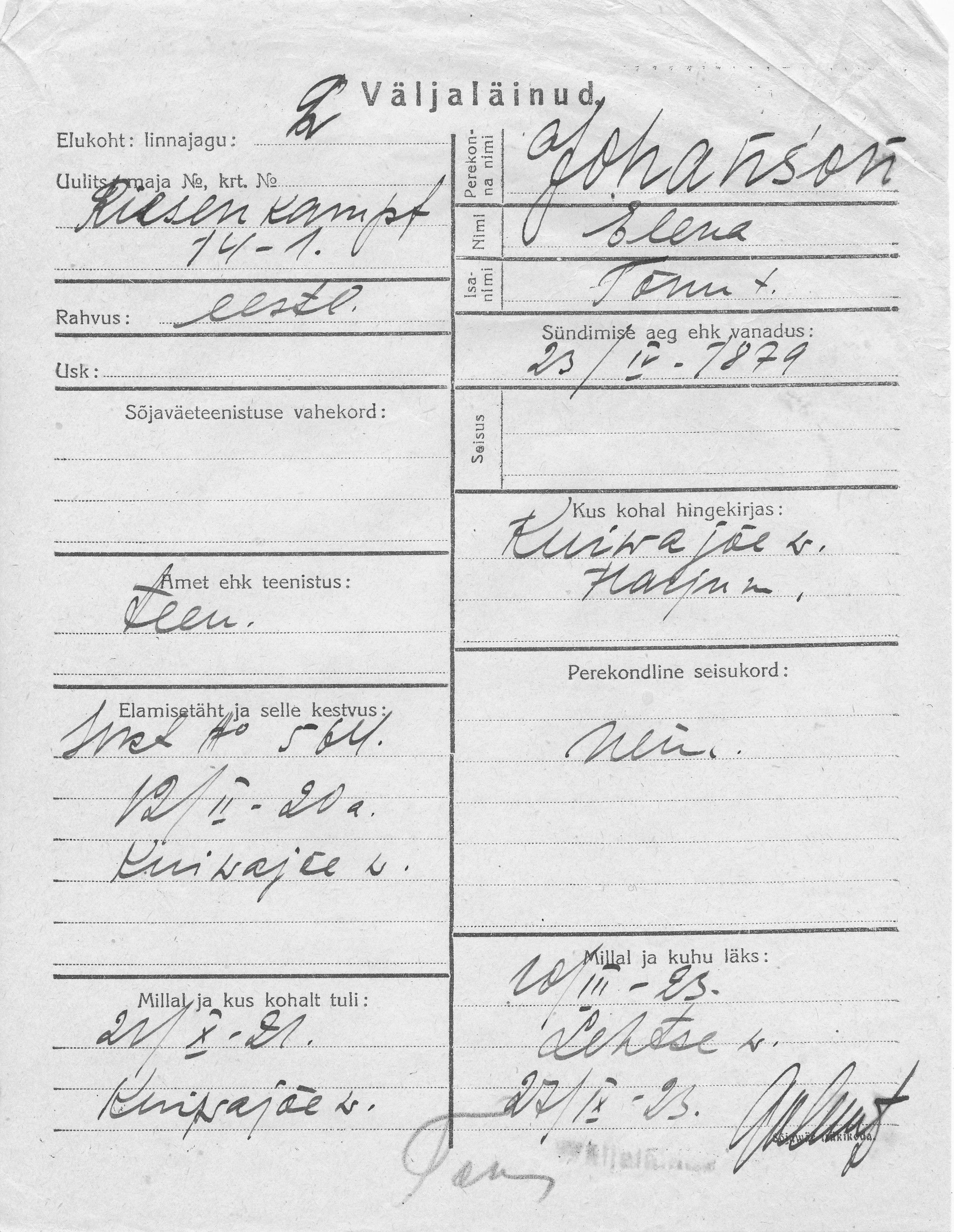 Johanson, Elene, Tõnu