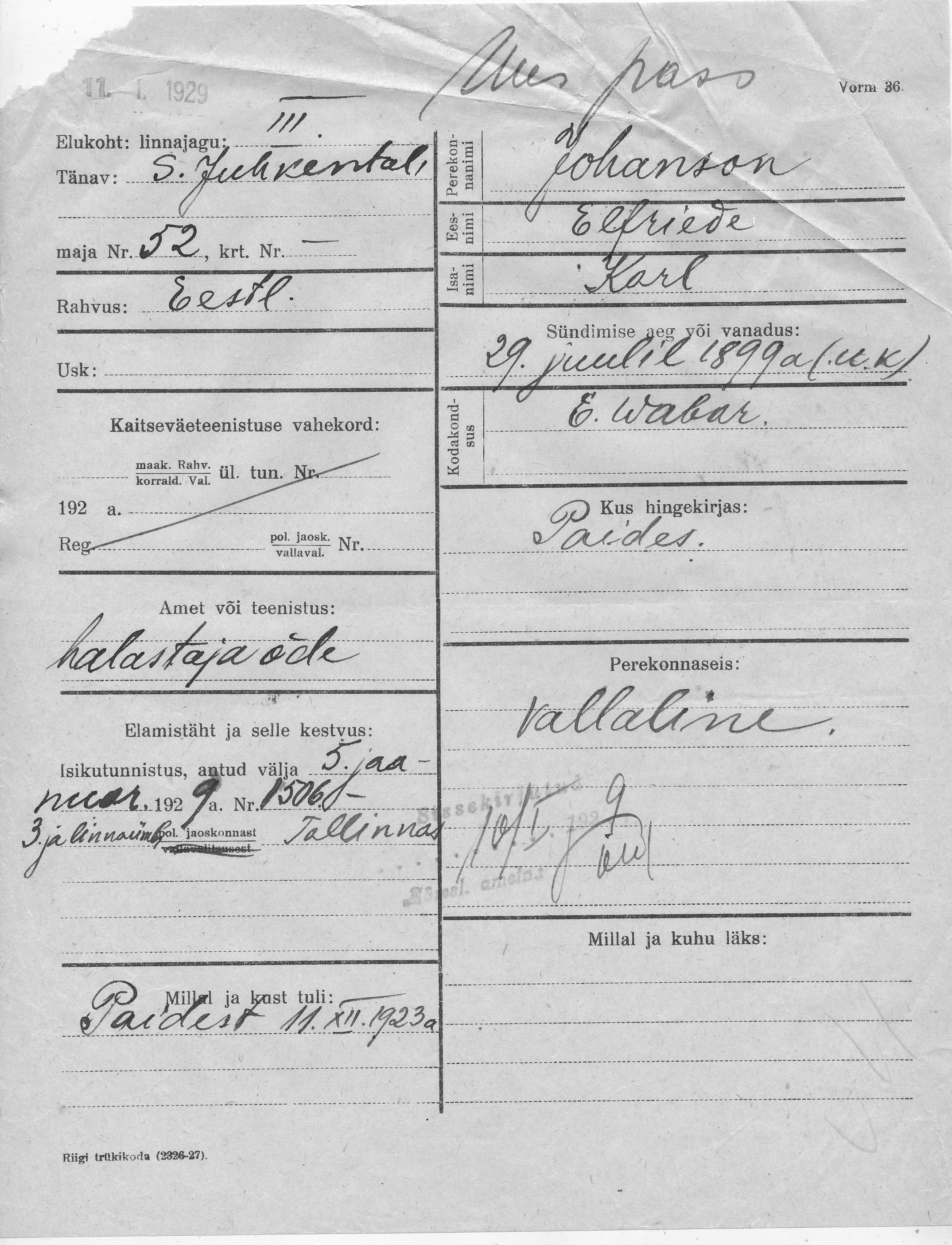 Johanson, Elfriede, Karl