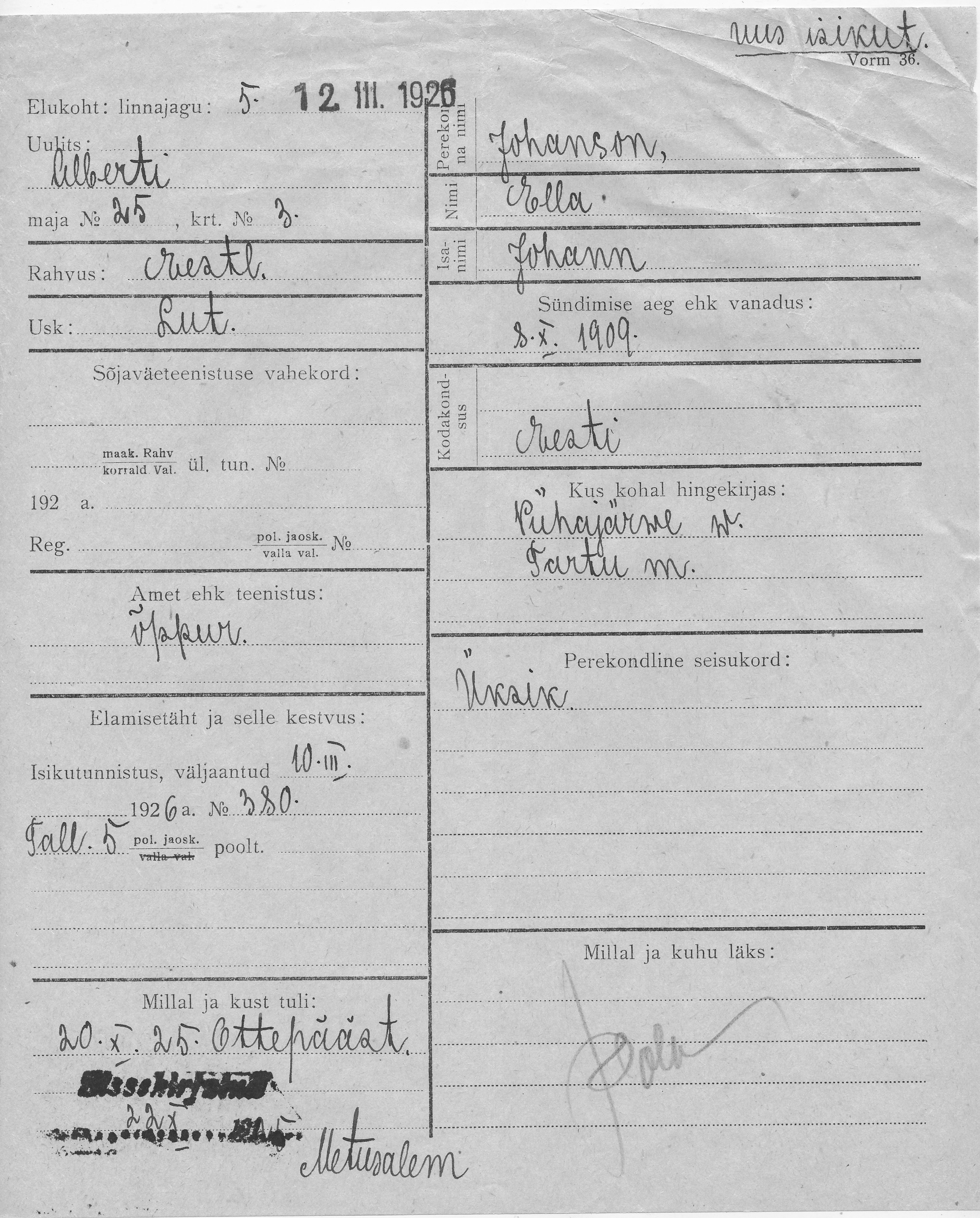 Johanson, Ella, Johann