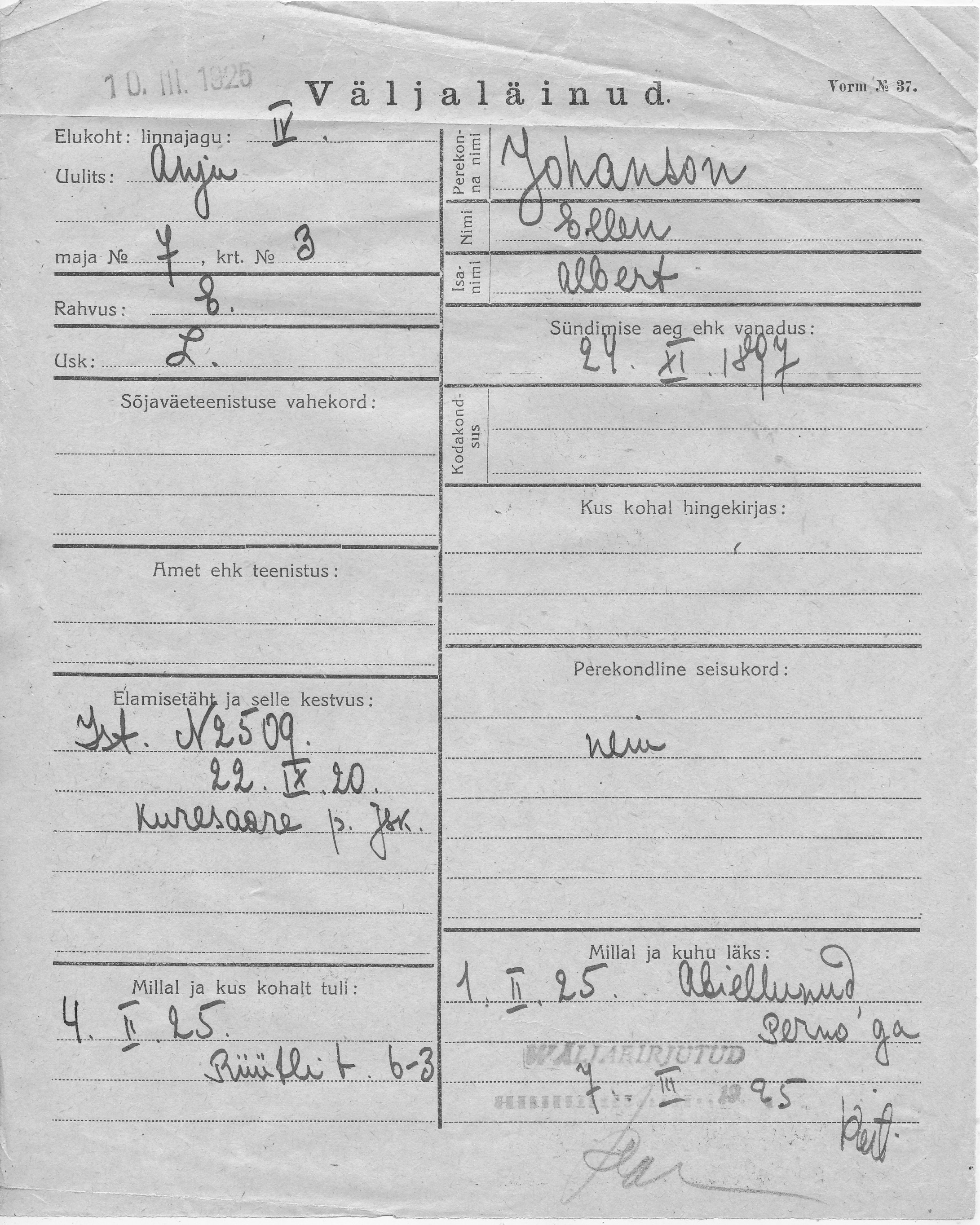 Johanson, Ellen, Albert