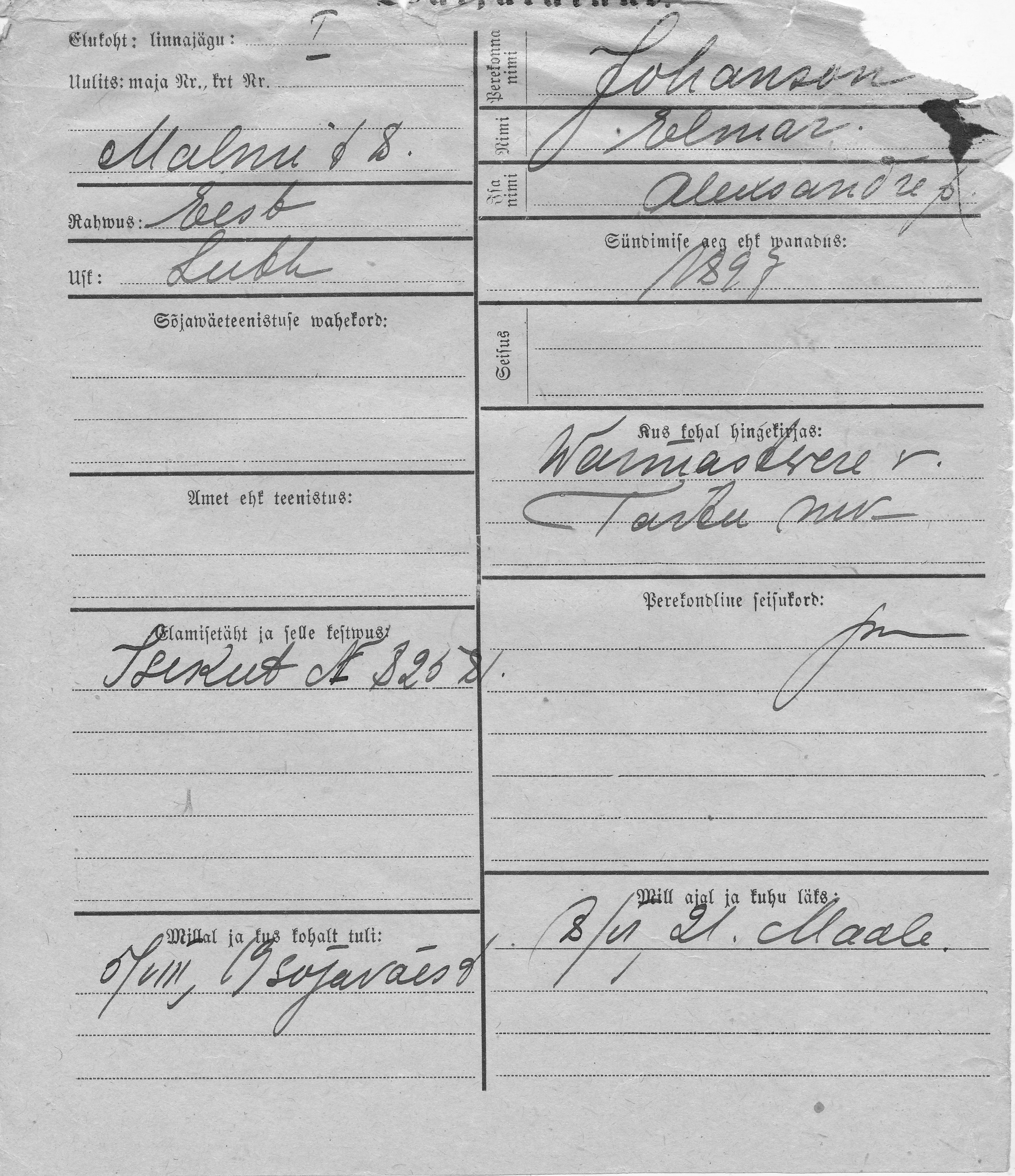 Johanson, Elmar, Alexsander