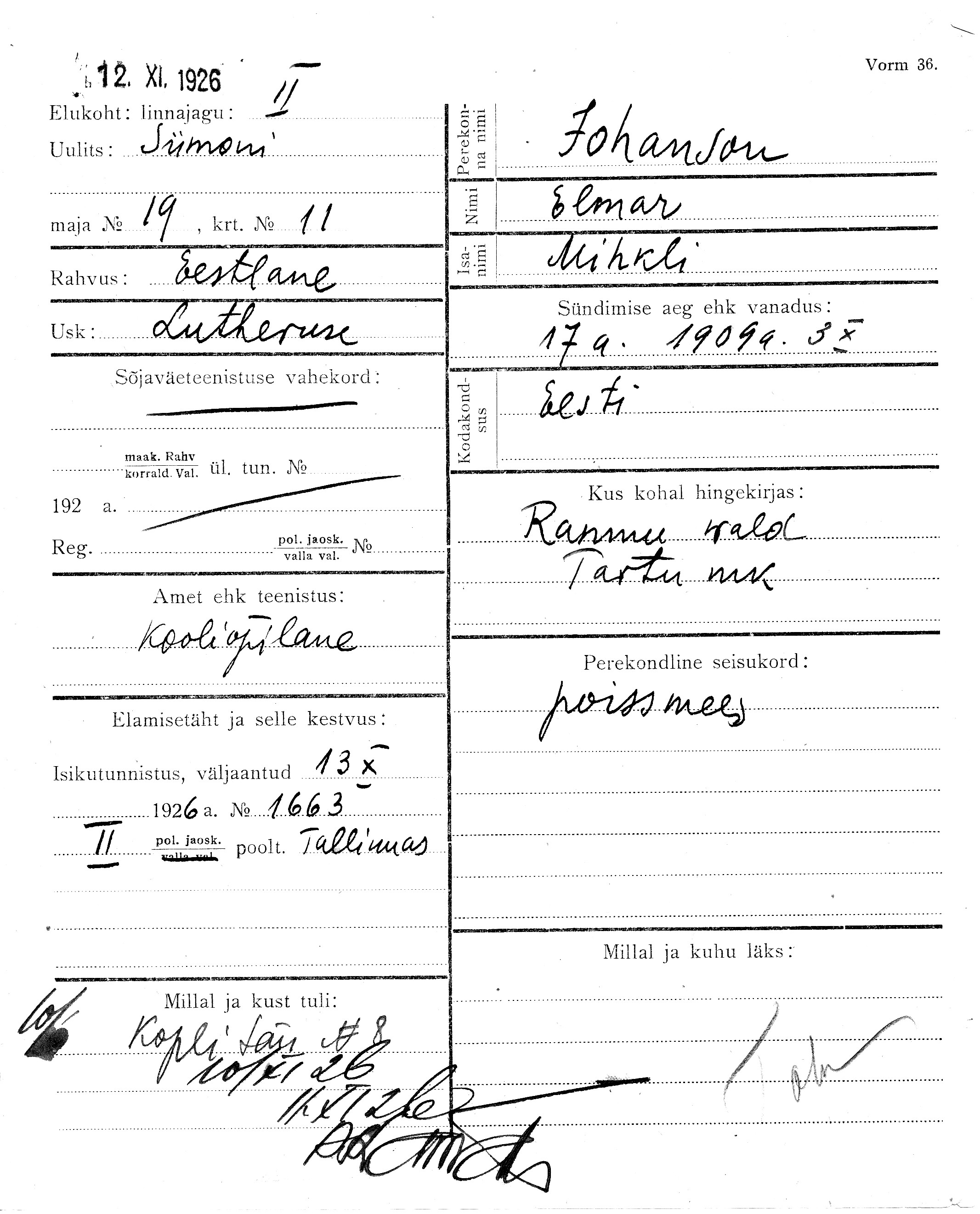 Johanson, Elmar, Mihkel