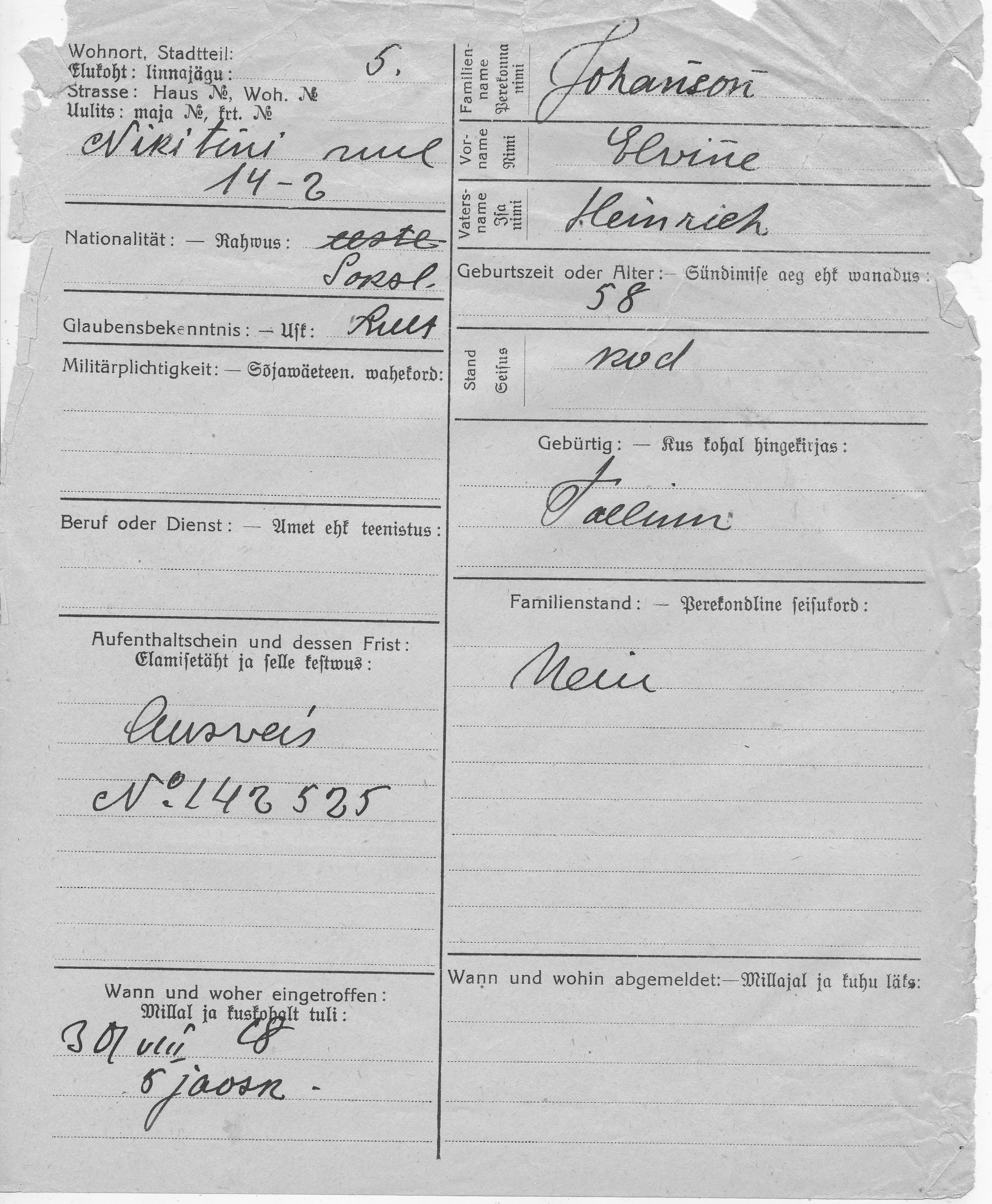 Johanson, Elwine, Heinrich