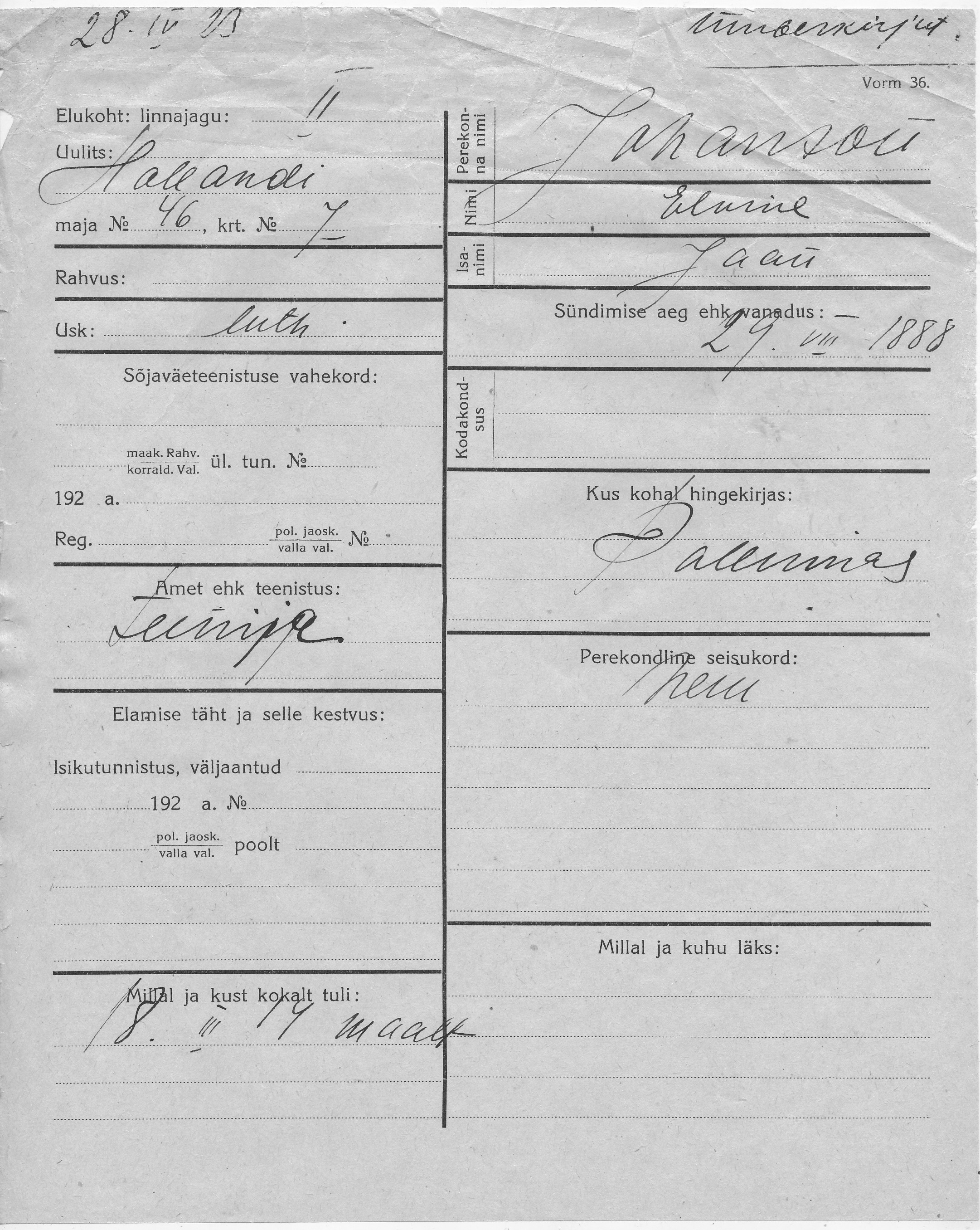 Johanson, Elwine, Jaan