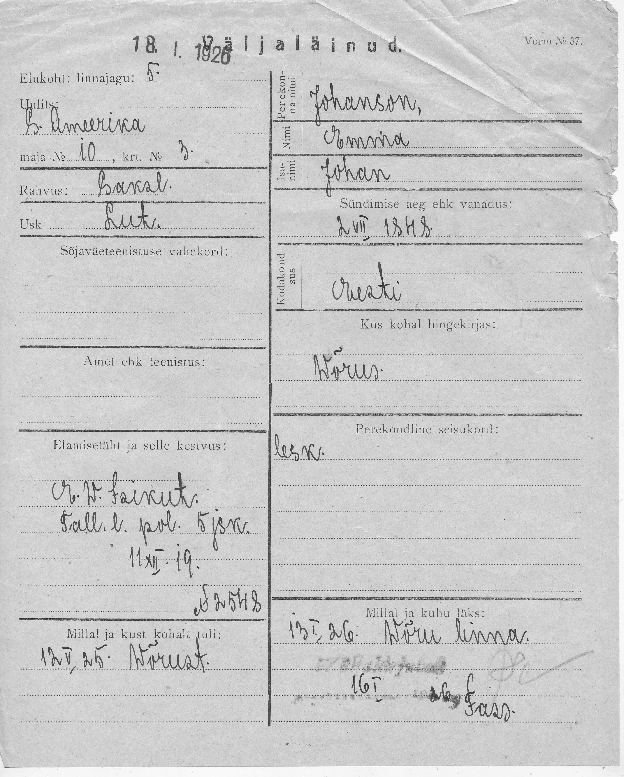 Johanson, Emma, Johan