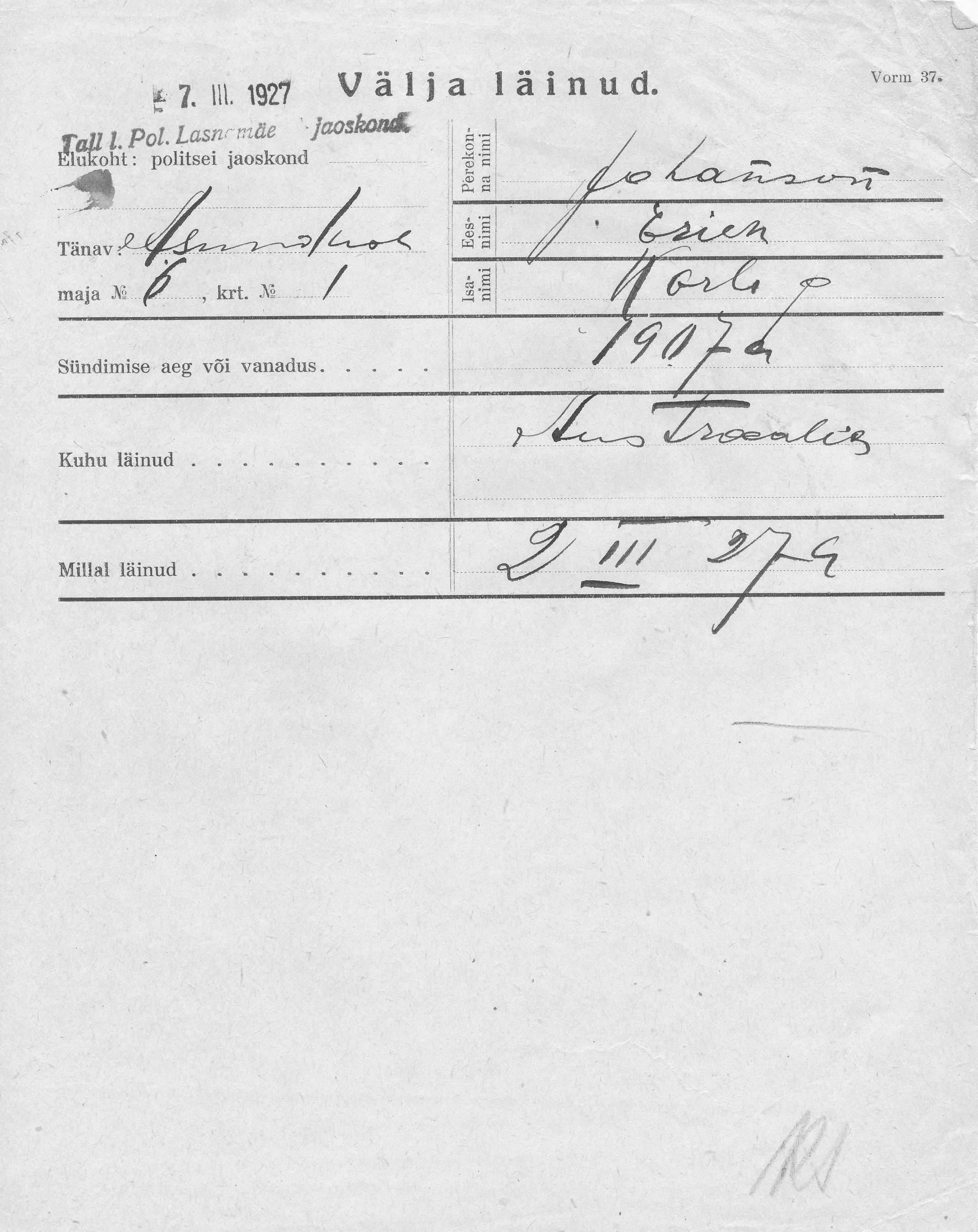 Johanson, Erich, Karl