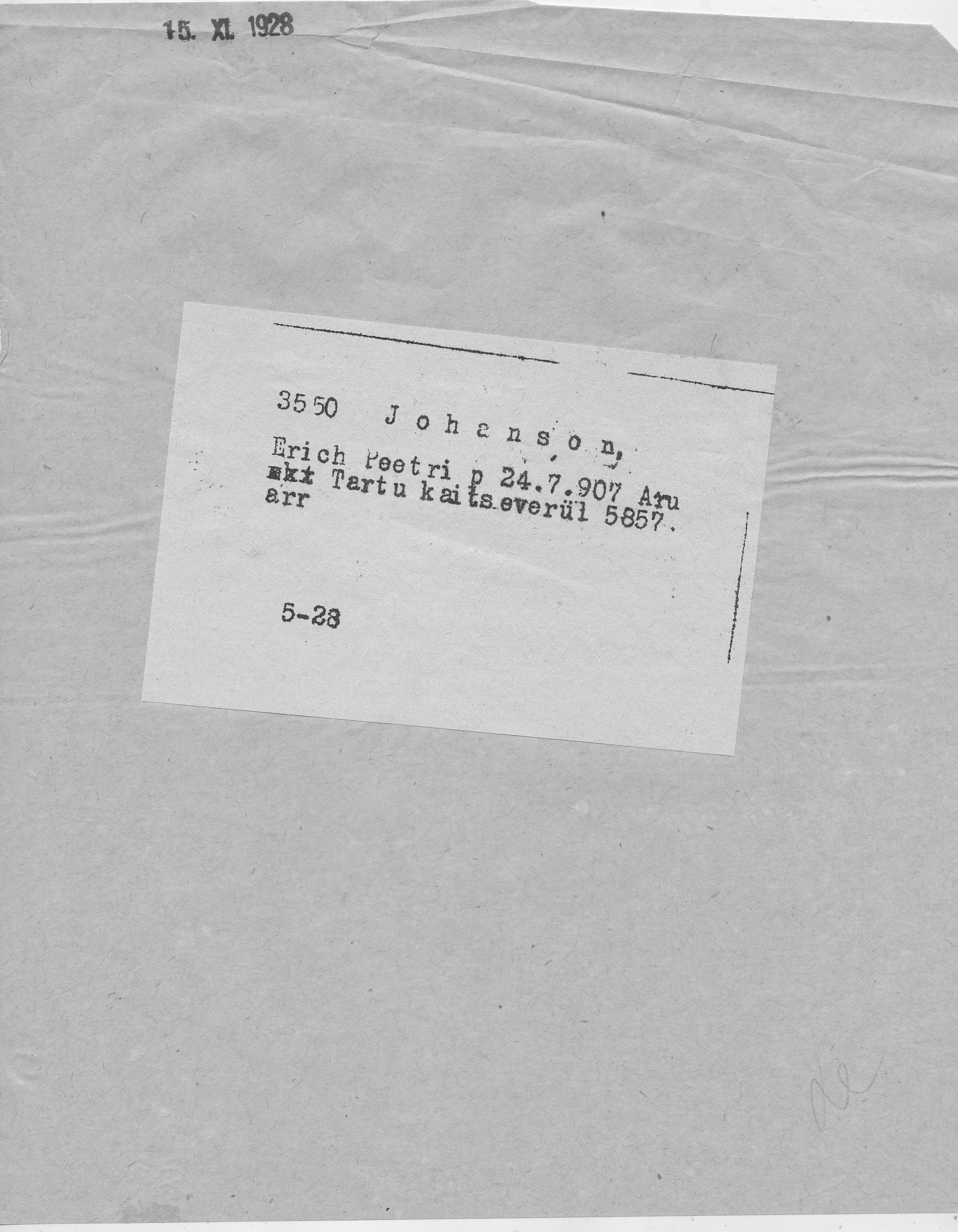 Johanson, Erich, Peeter