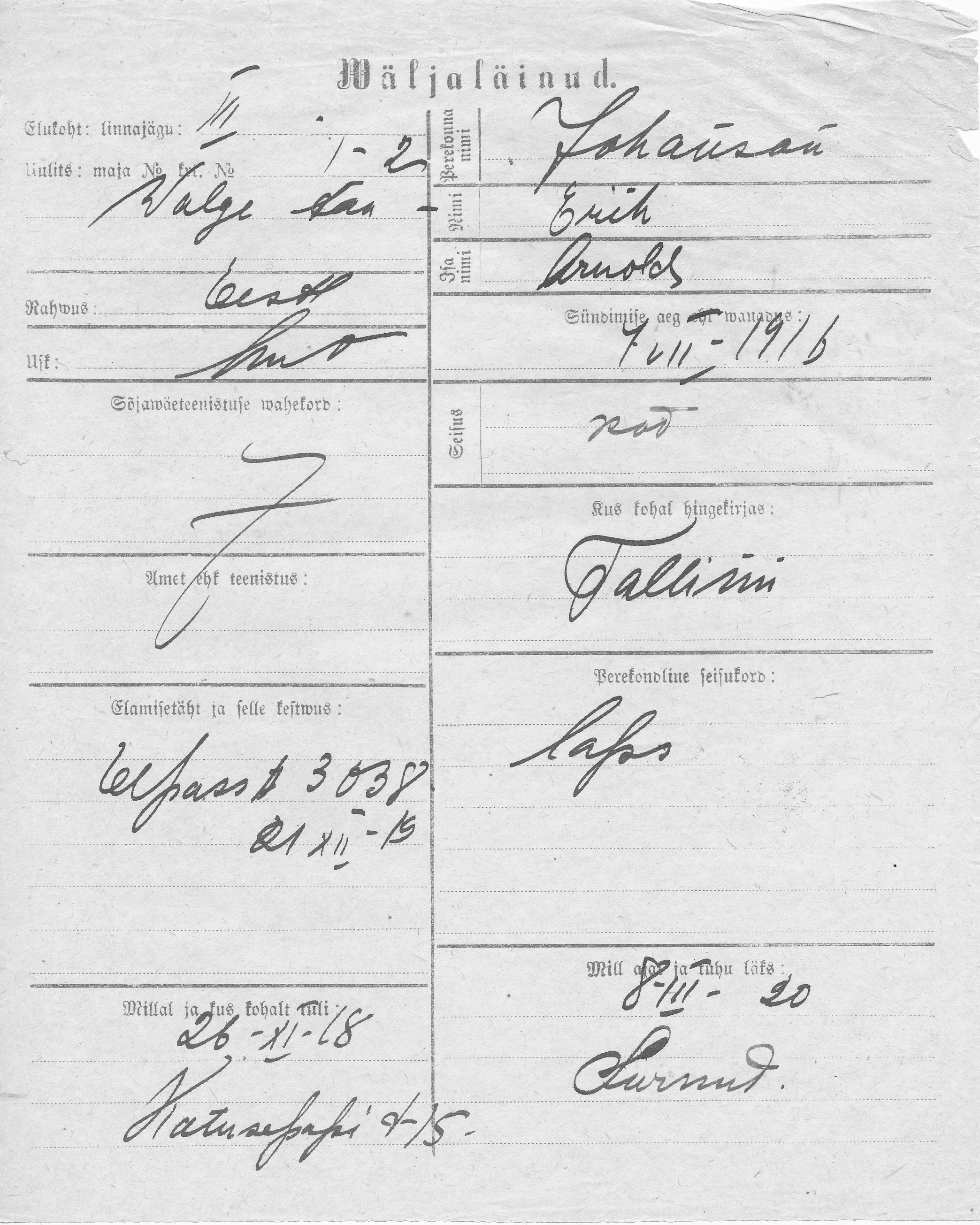 Johanson, Erih, Arnold