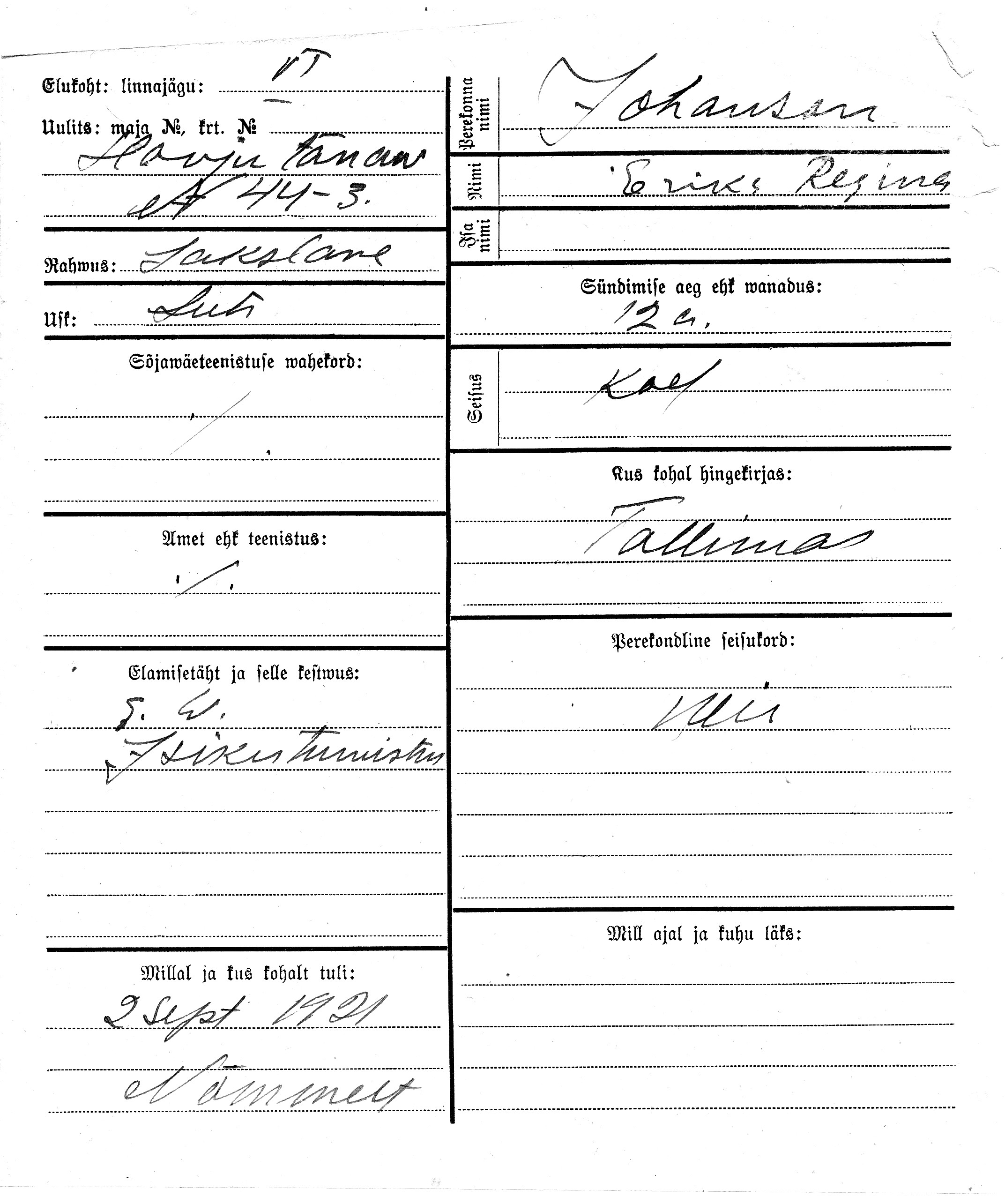 Johanson, Erika Regina