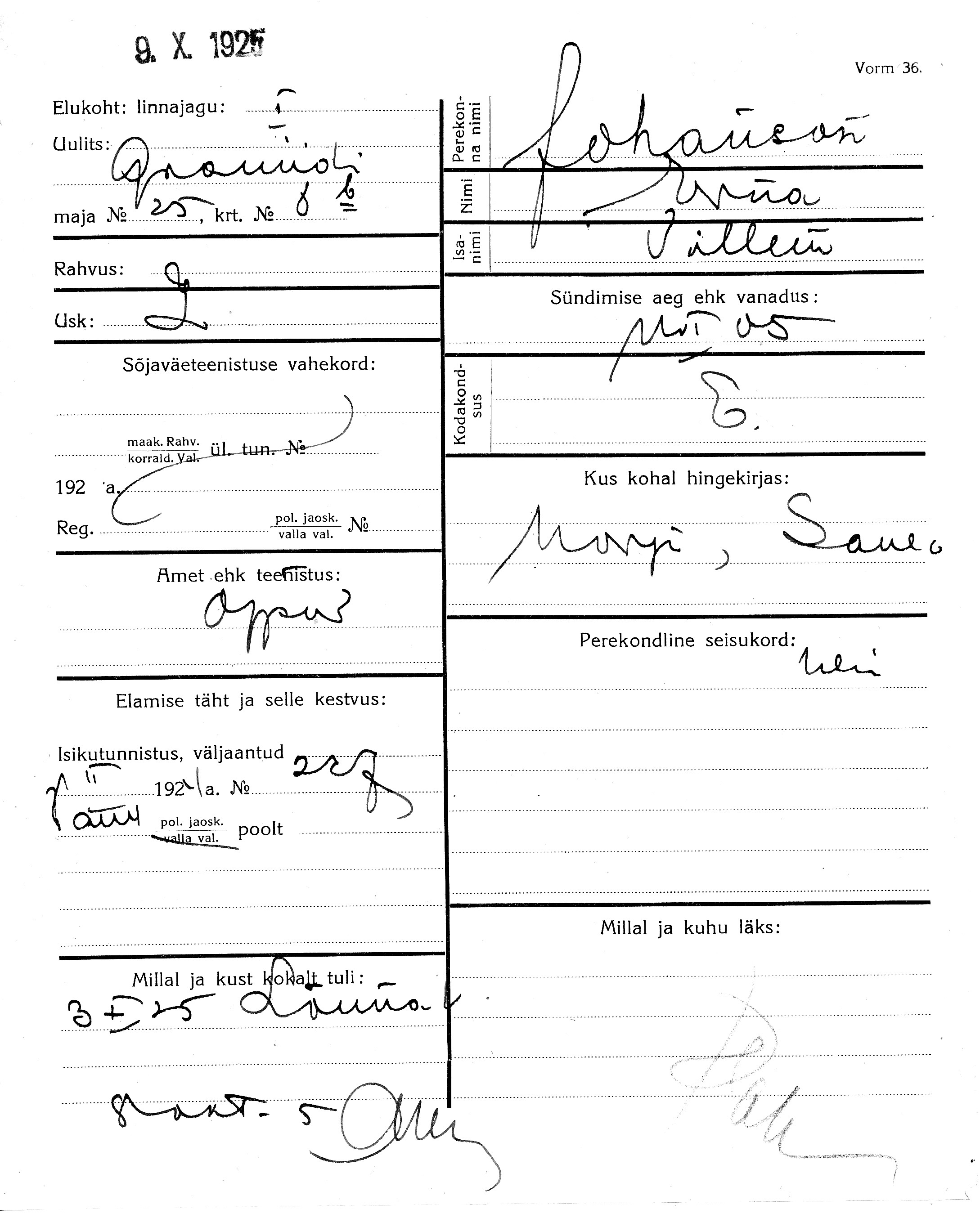 Johanson, Erna, Villem