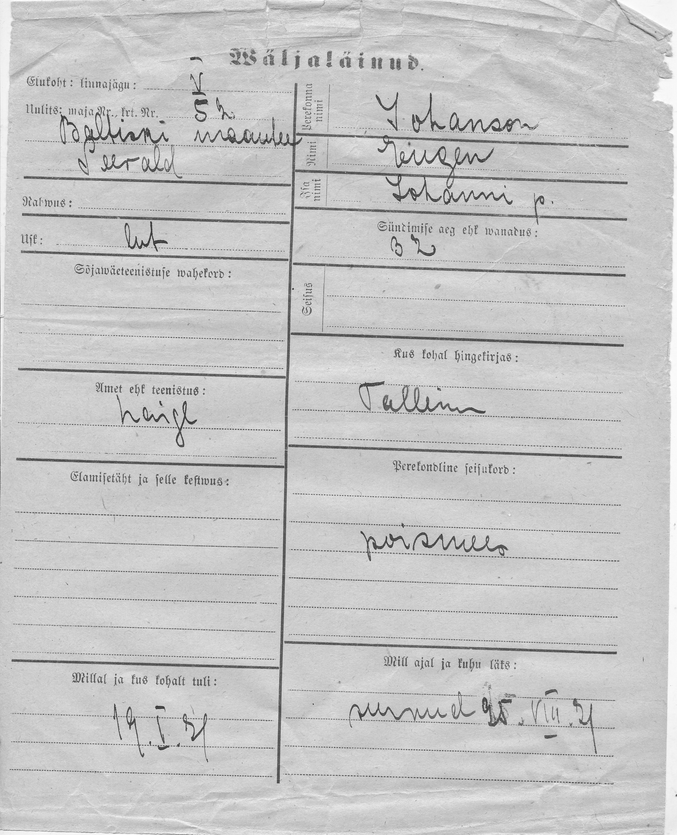 Johanson, Eugen, Johann