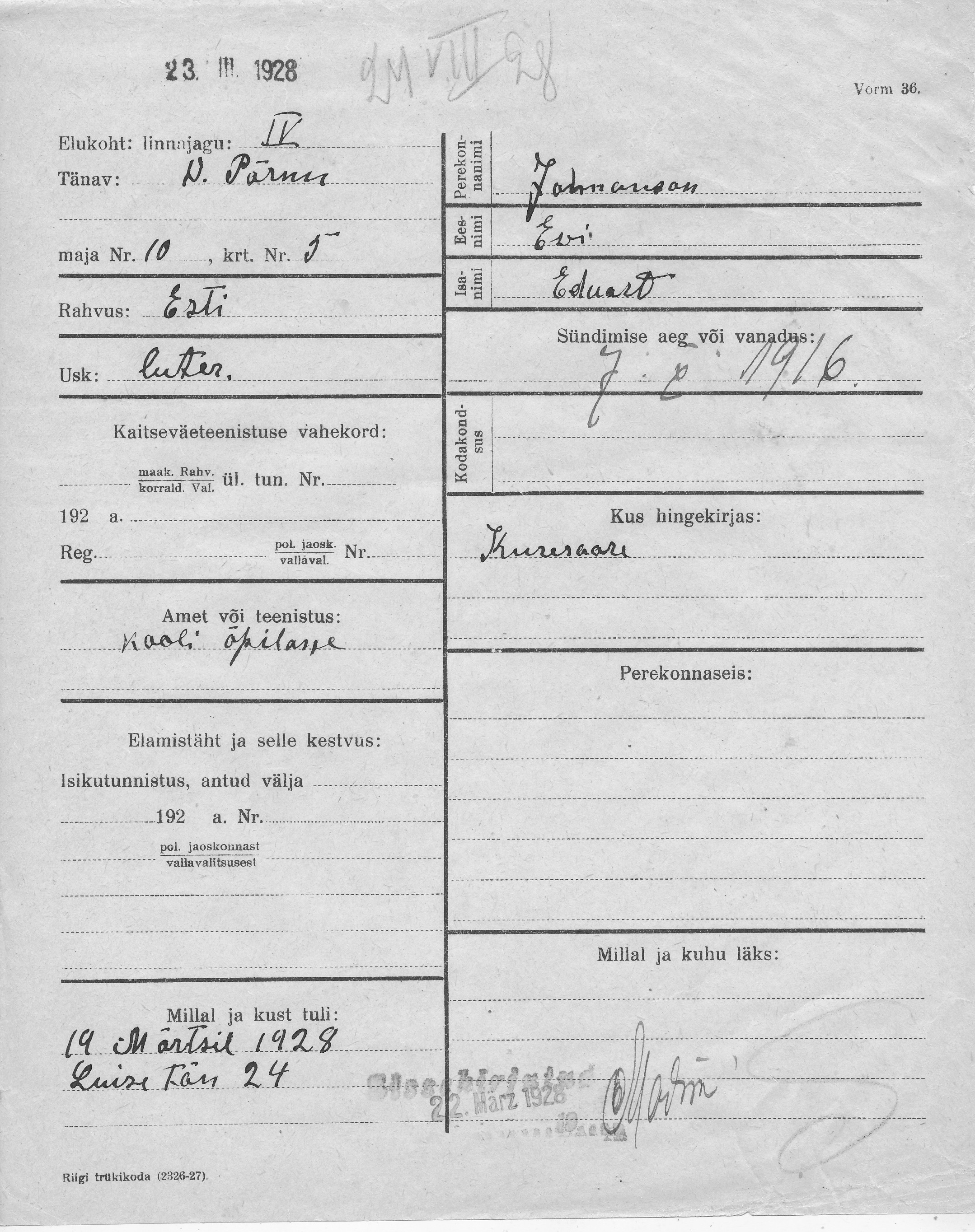 Johanson, Evi, Eduard