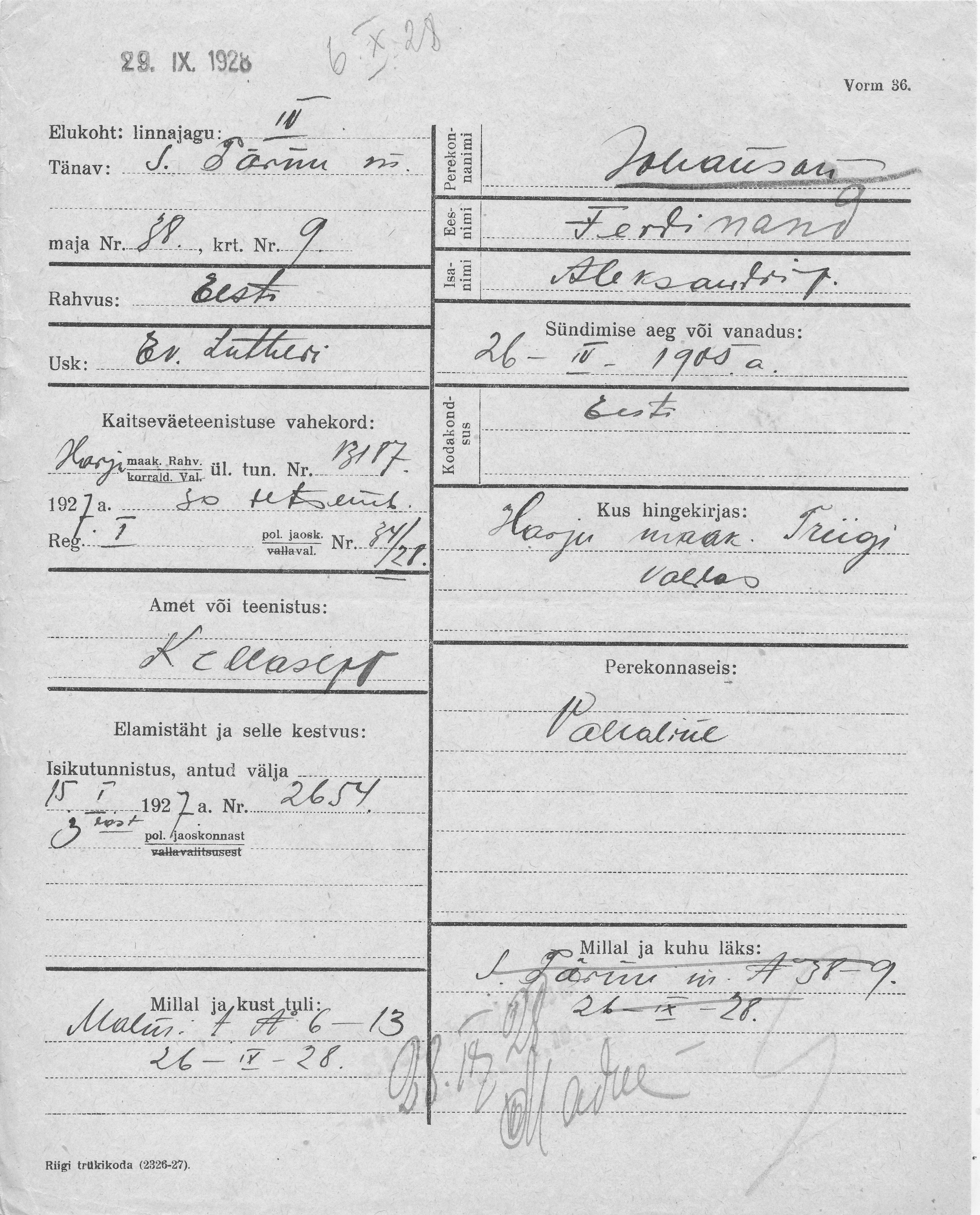 Johanson, Ferdinand, Aleksandr