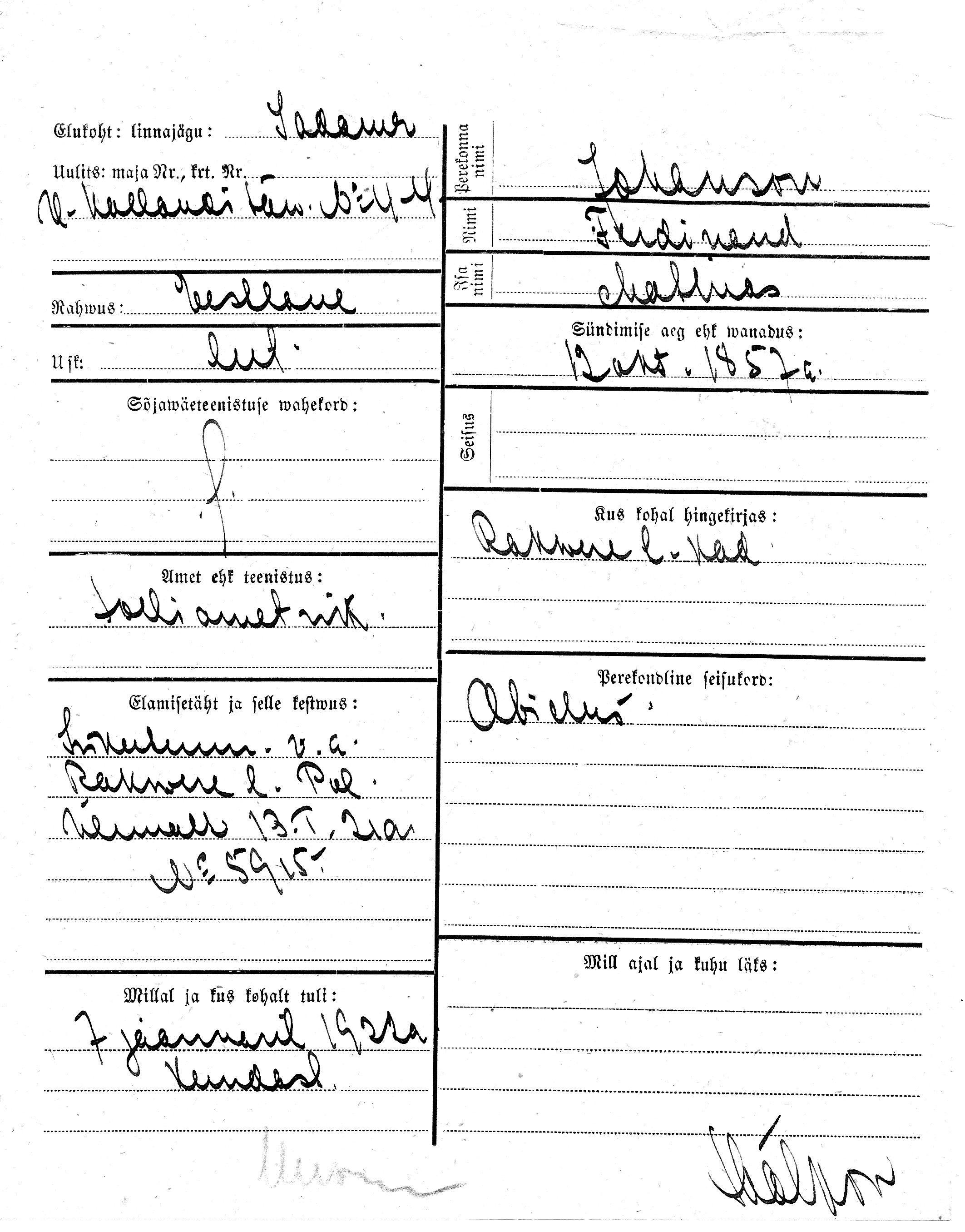 Johanson, Ferdinand, Mathias