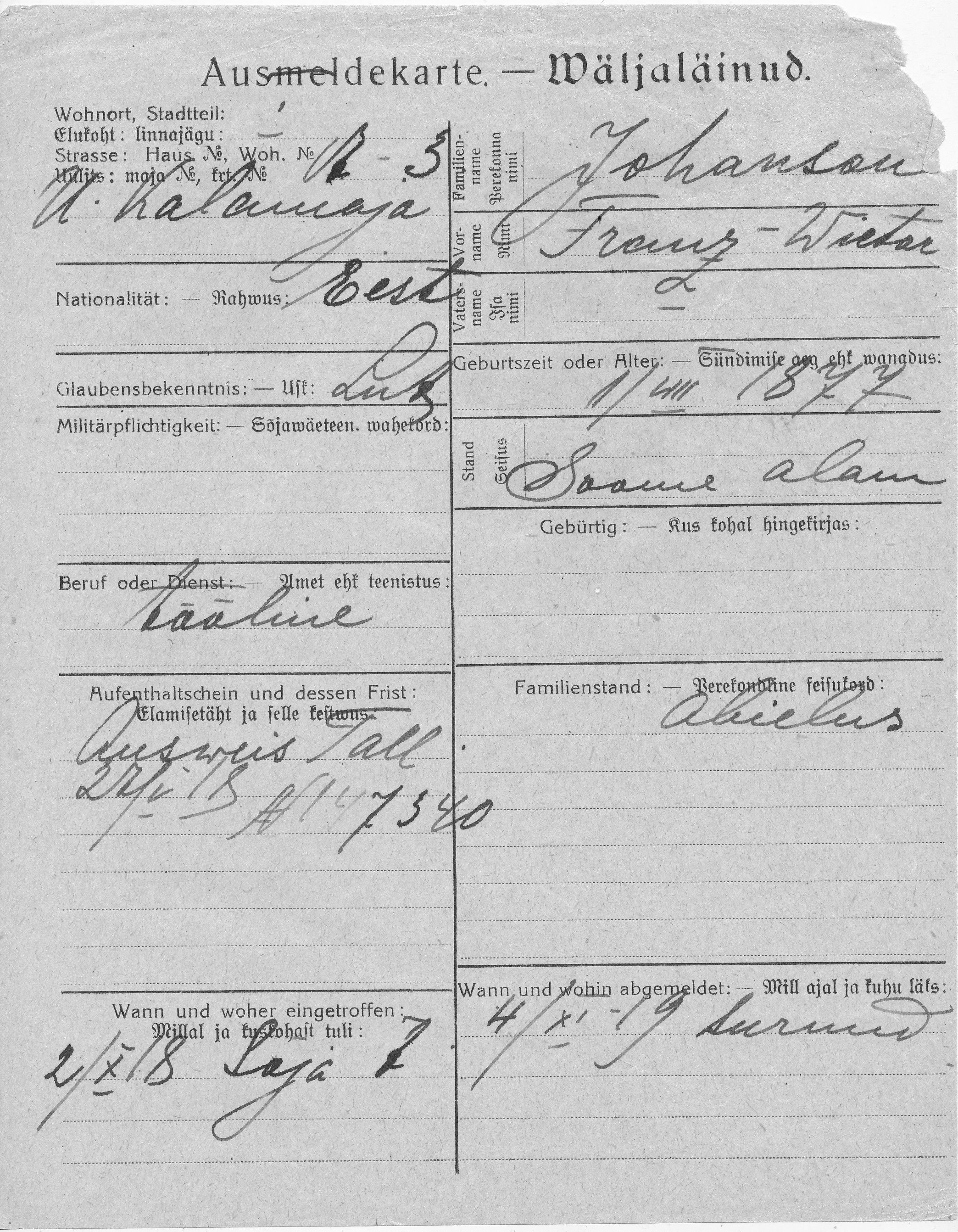 Johanson, Franz-Wictor