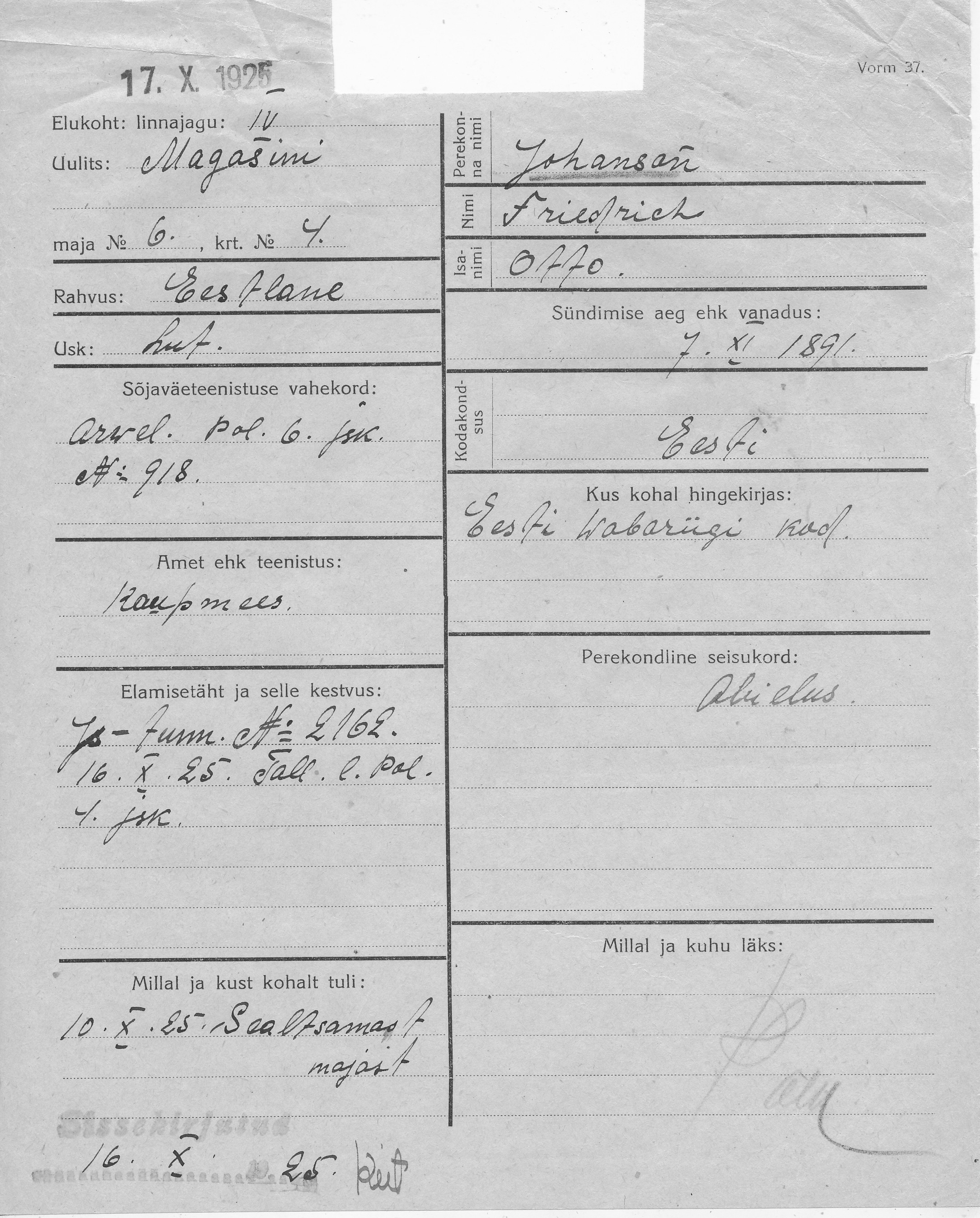 Johanson, Friedrich, Otto