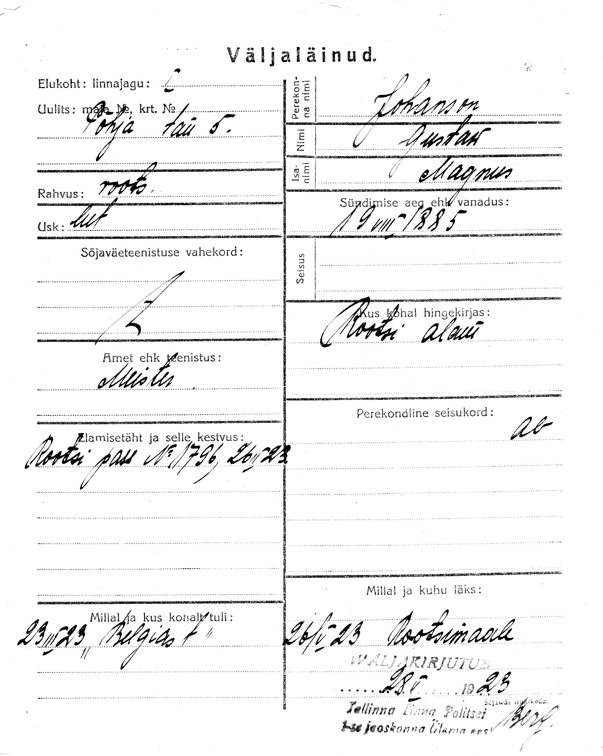 Johanson, Gustaw, Magnus