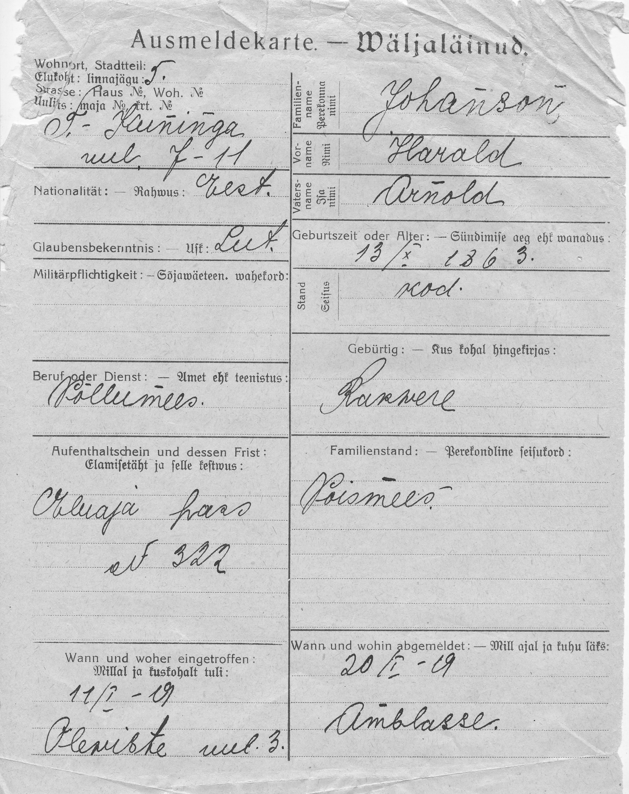 Johanson, Harald, Arnold