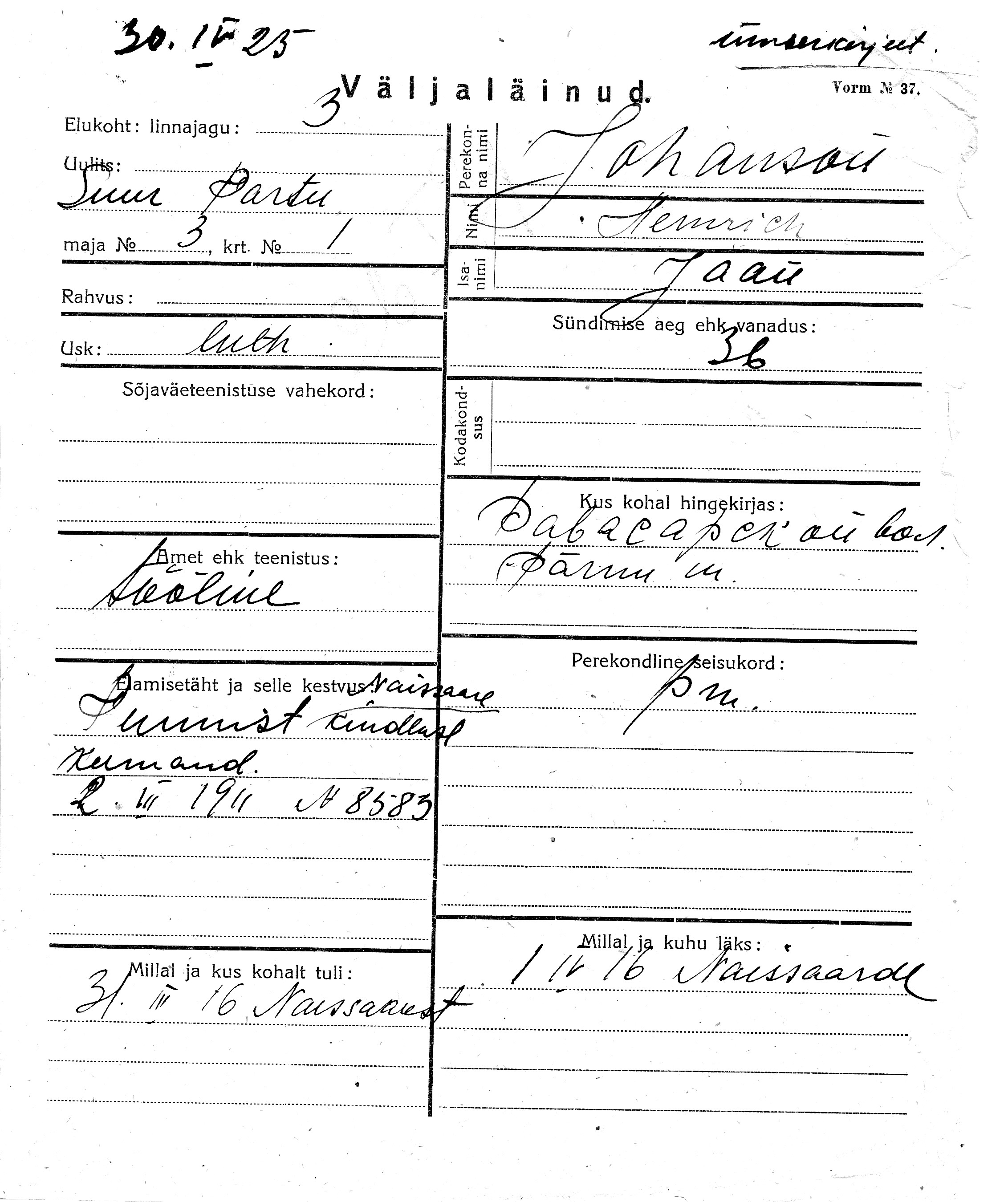 Johanson, Heinrich, Jaan