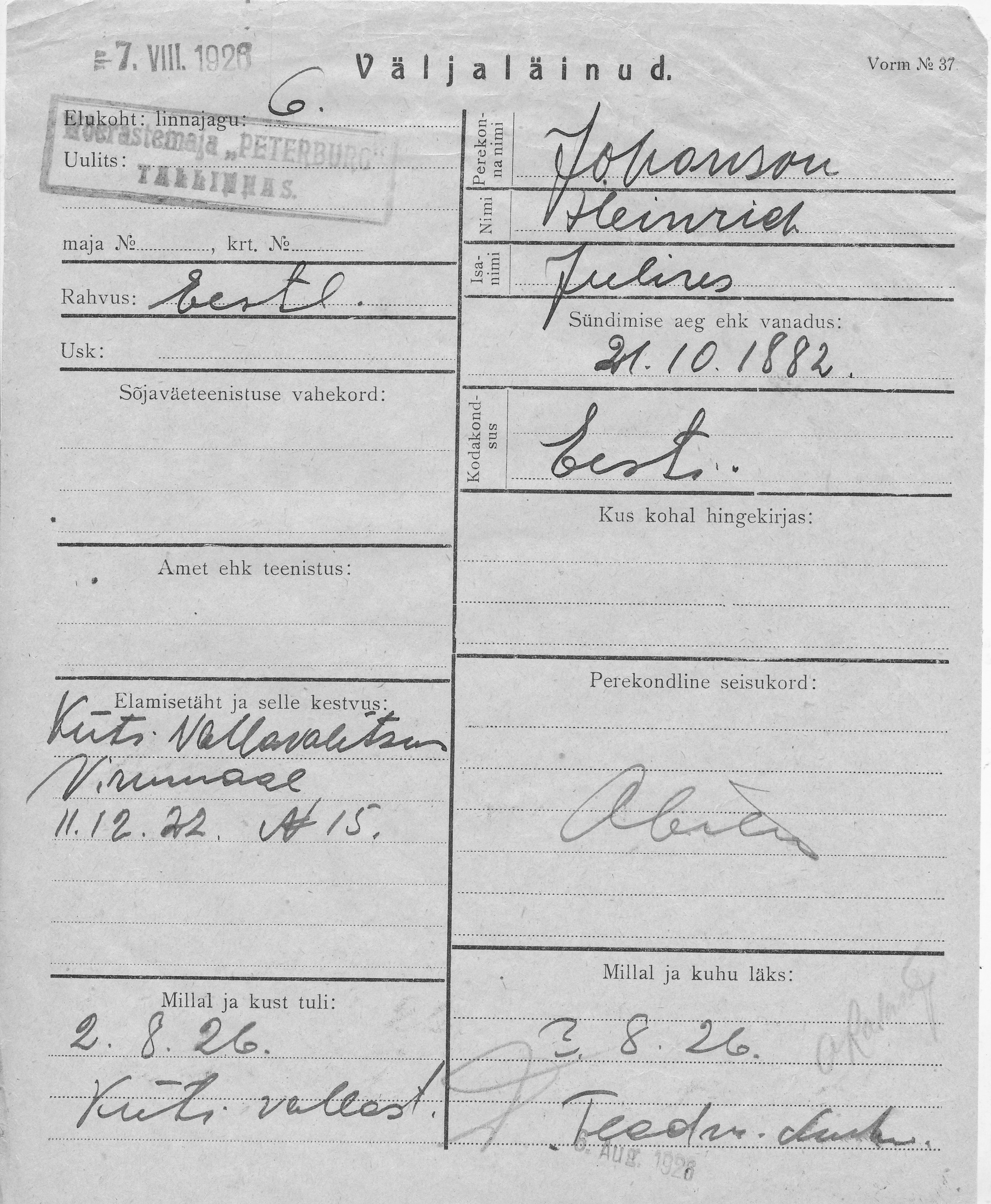 Johanson, Heinrich, Julius