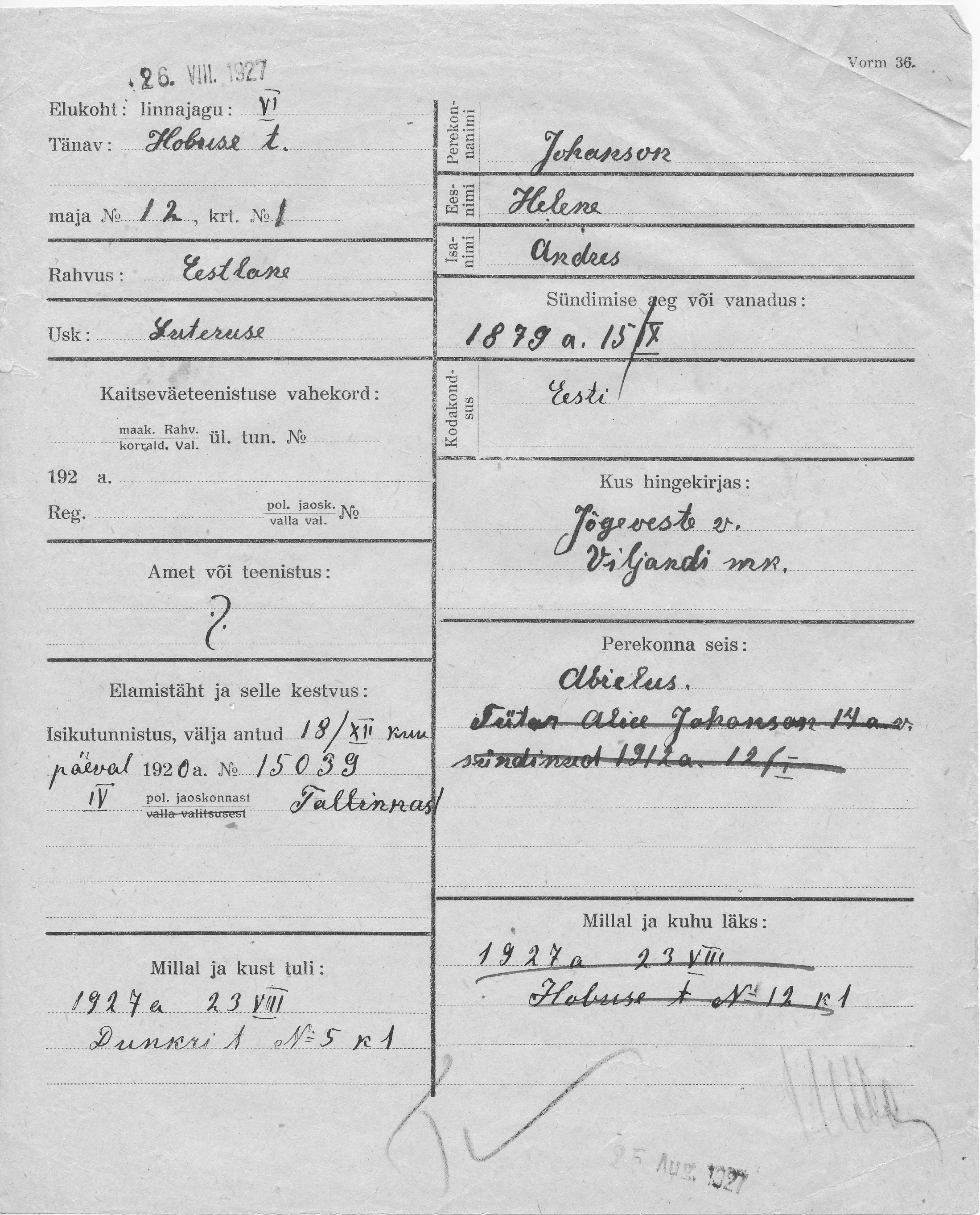 Johanson, Helene, Andres