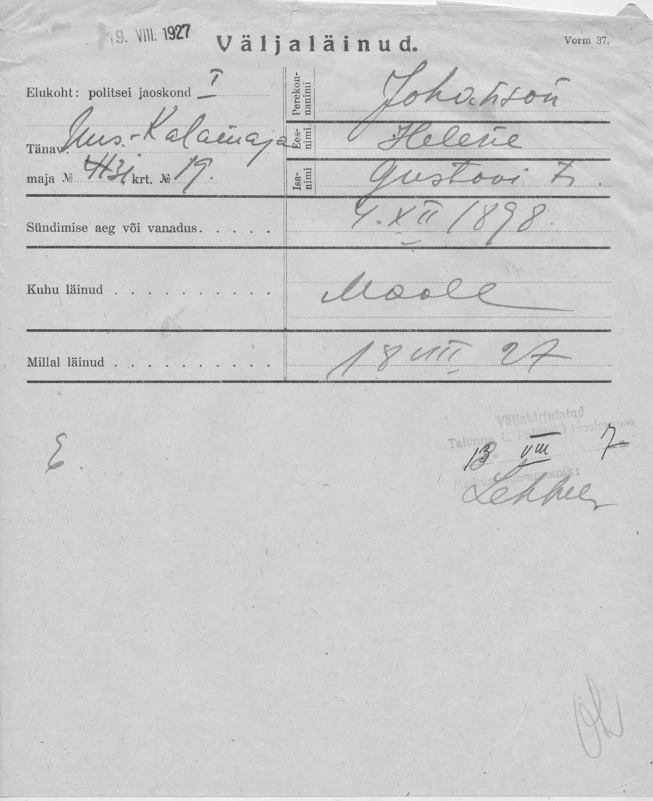 Johanson, Helene, Gustav