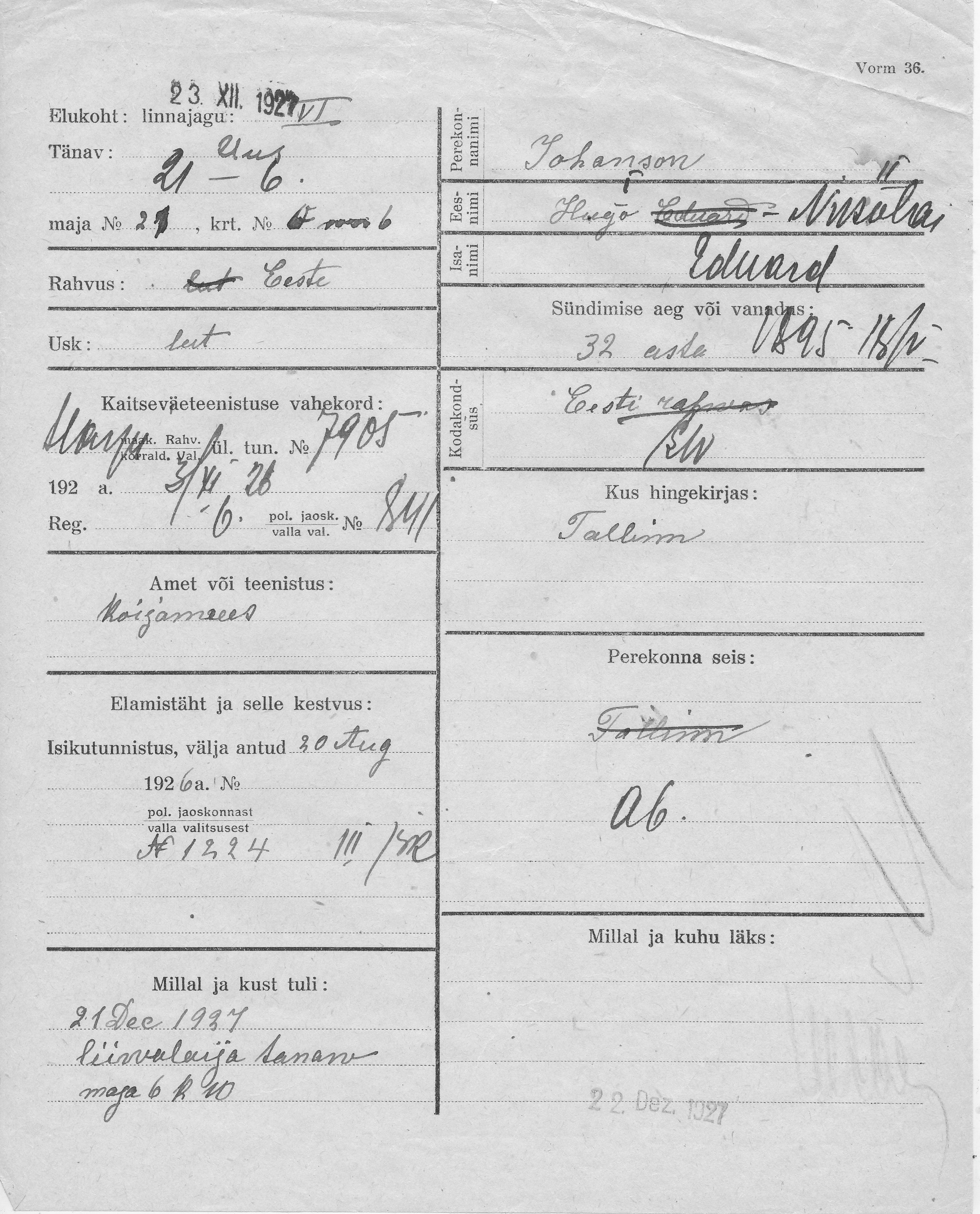 Johanson, Hugo-Nikolai, Eduard