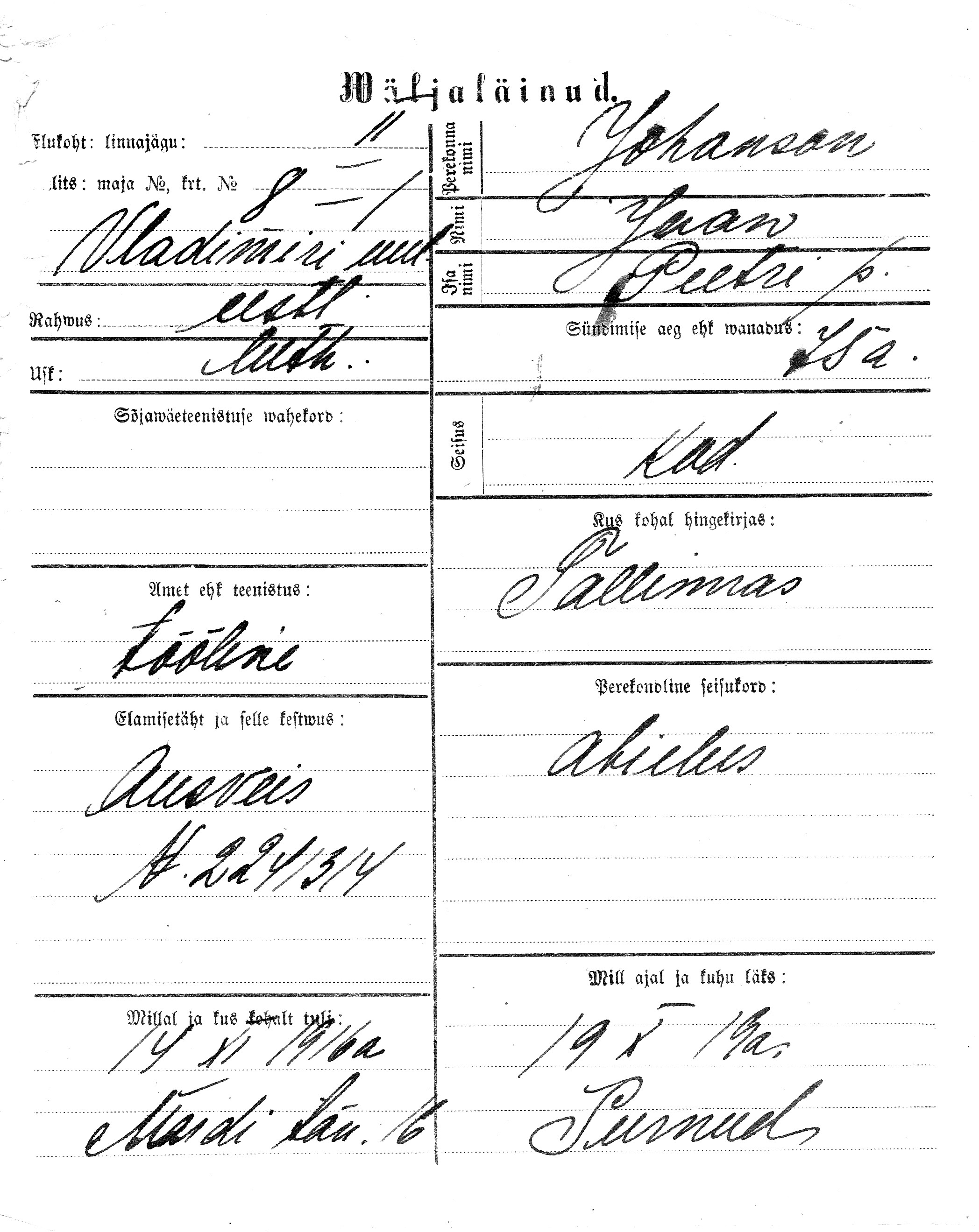 Johanson, Jaan, Peeter