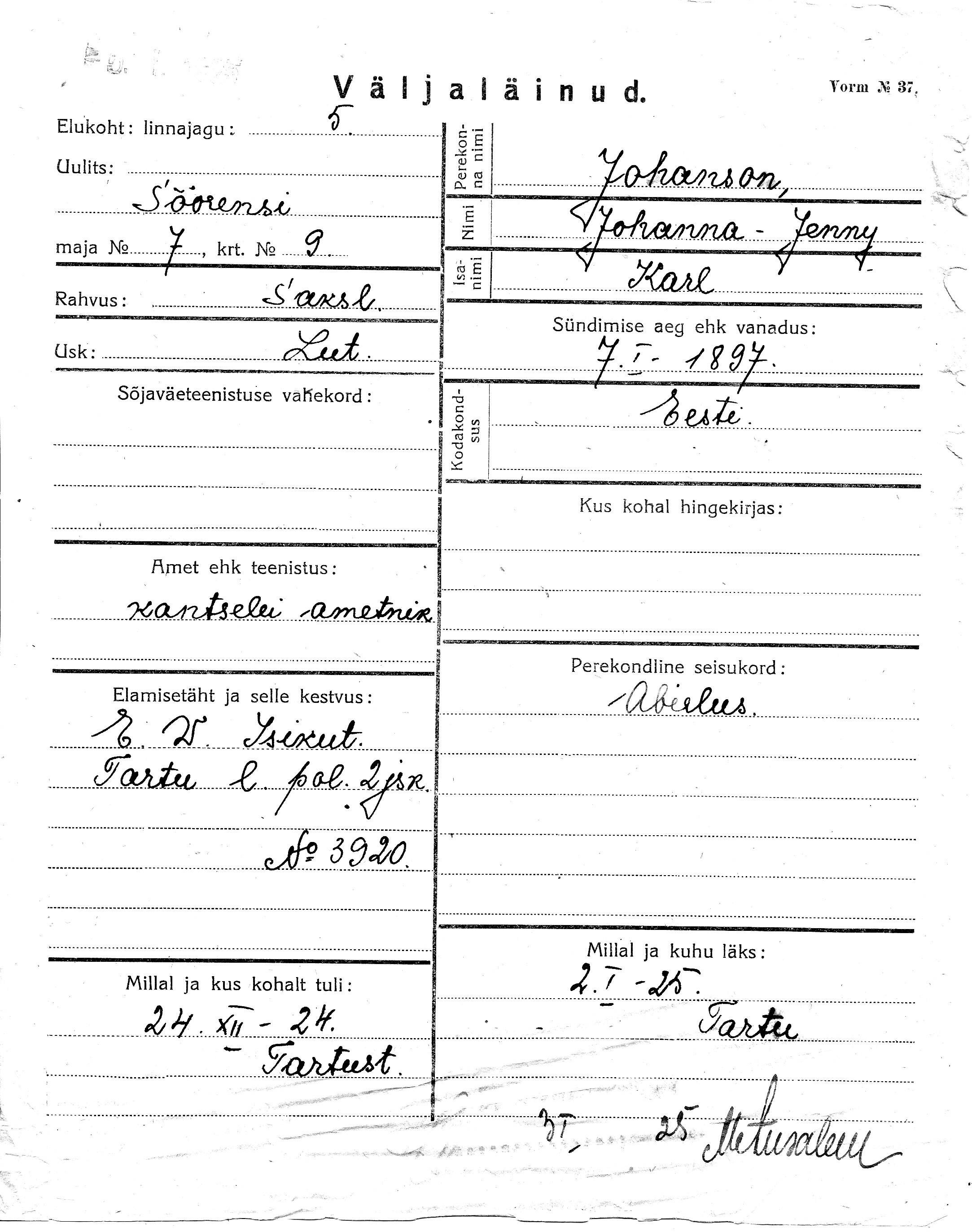 Johanson, Johanna-Jenny, Karl