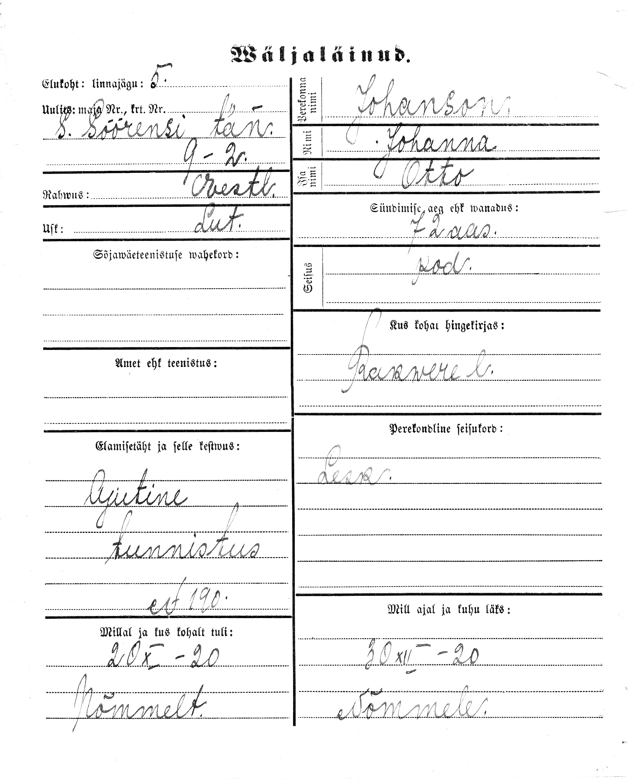 Johanson, Johanna, Otto