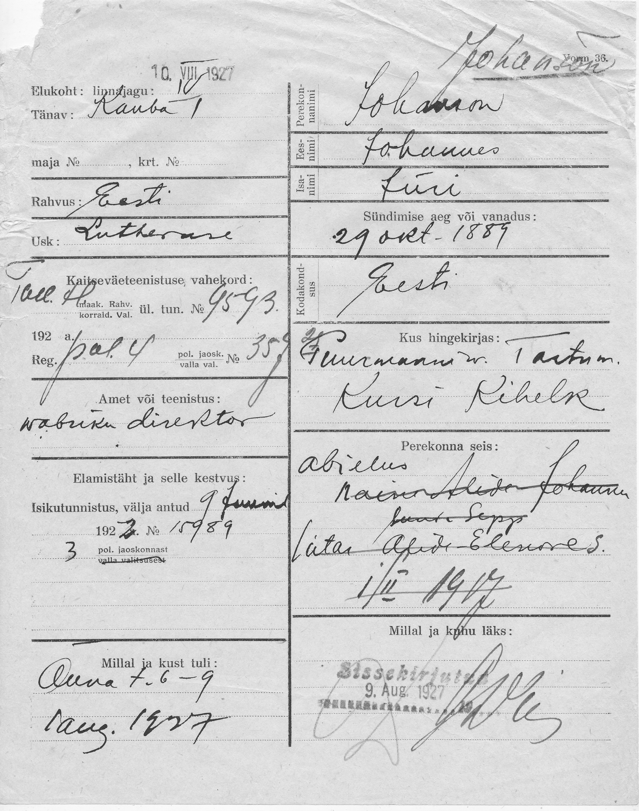 Johanson, Johannes, Jüri