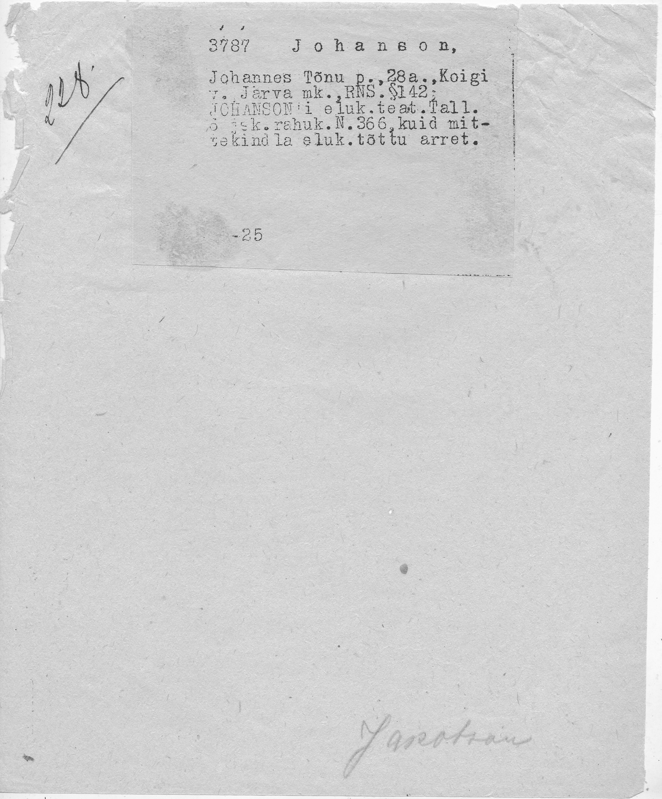 Johanson, Johannes, Tõnu