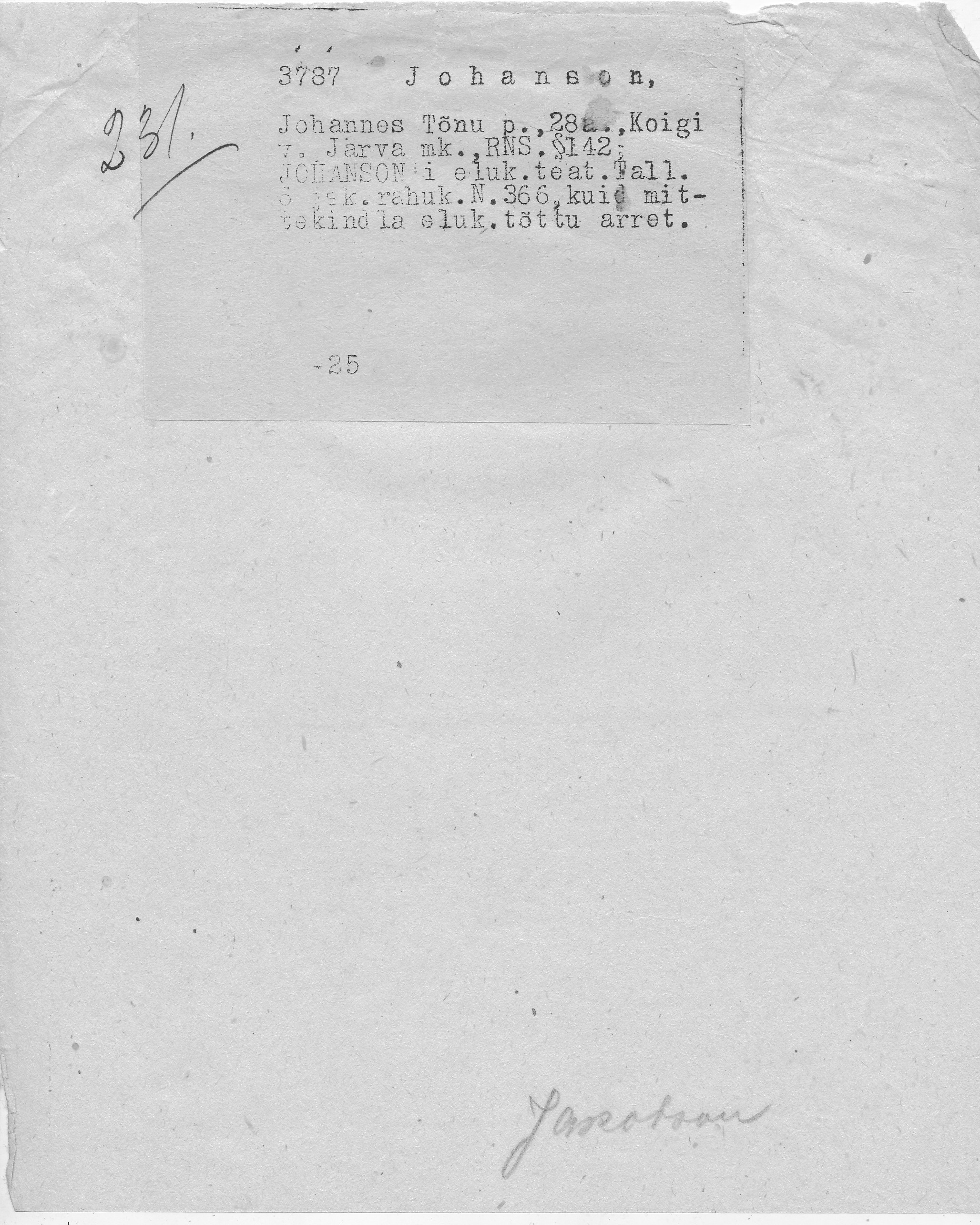 Johanson, Johannes, Tõnu