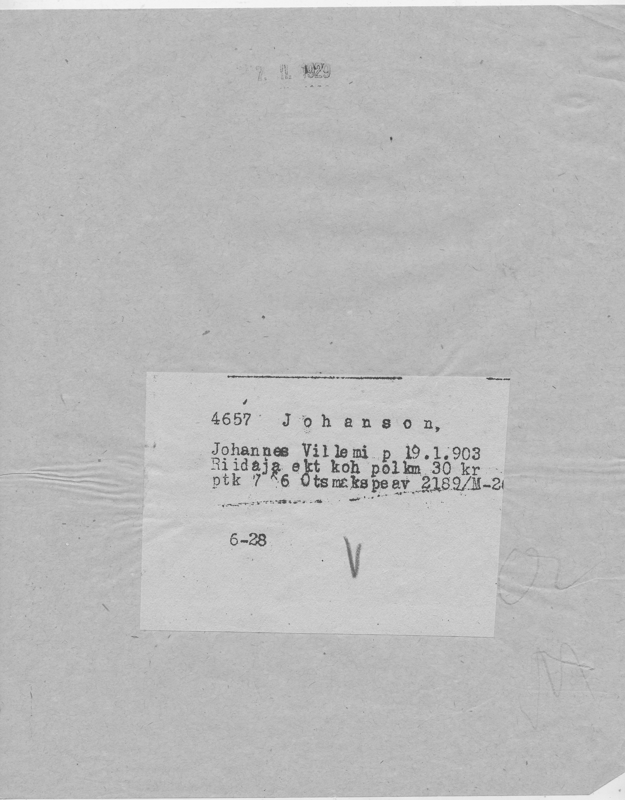 Johanson, Johannes, Villem