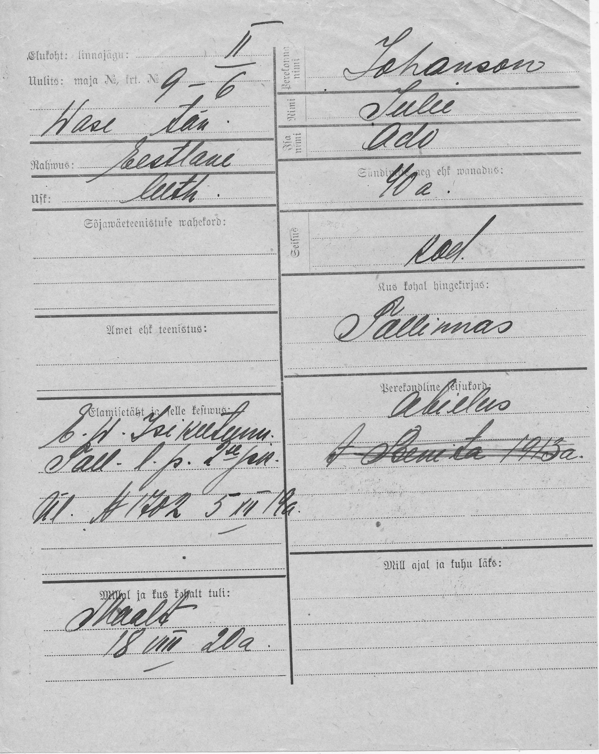 Johanson, Julie, Ado