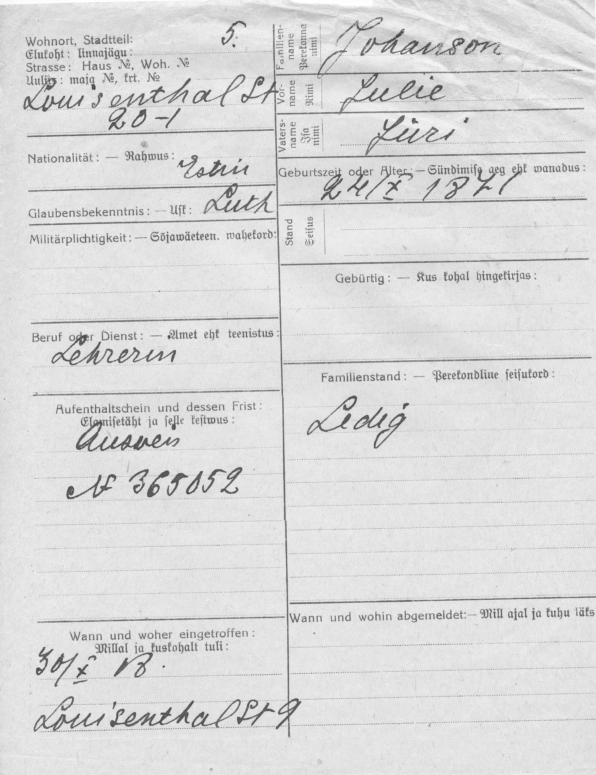 Johanson, Julie, Jüri