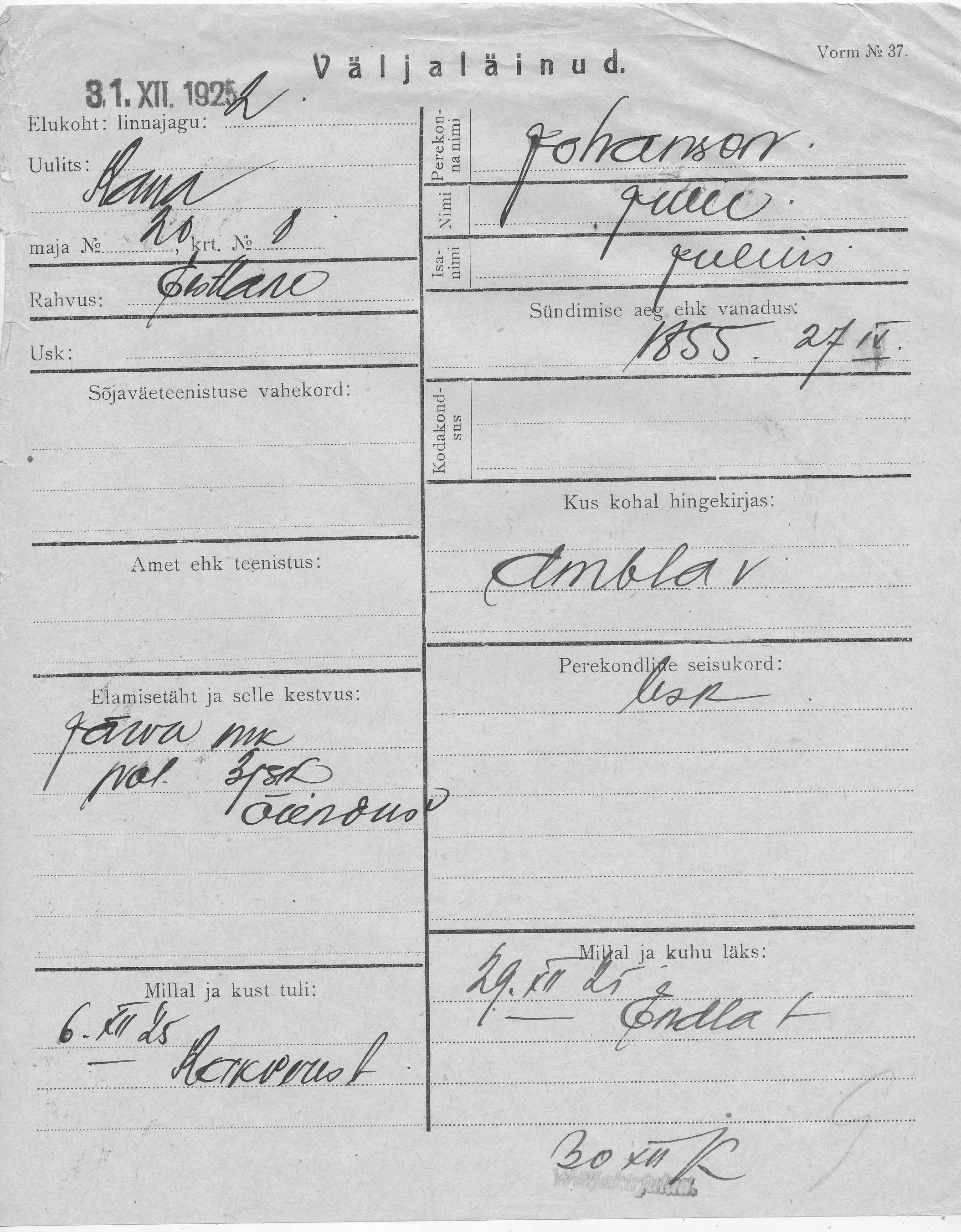 Johanson, Julie, Julius