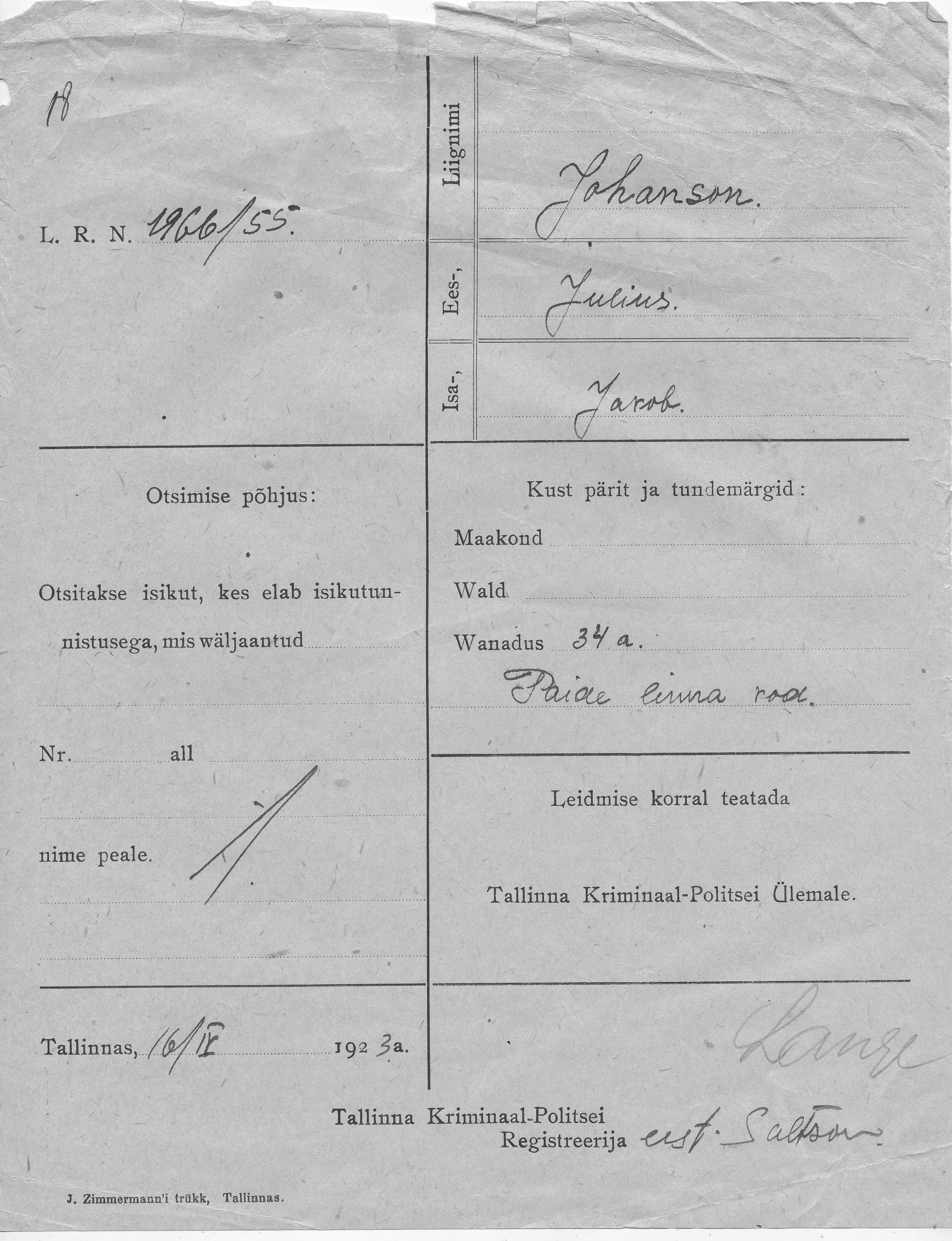 Johanson, Julius, Jakob