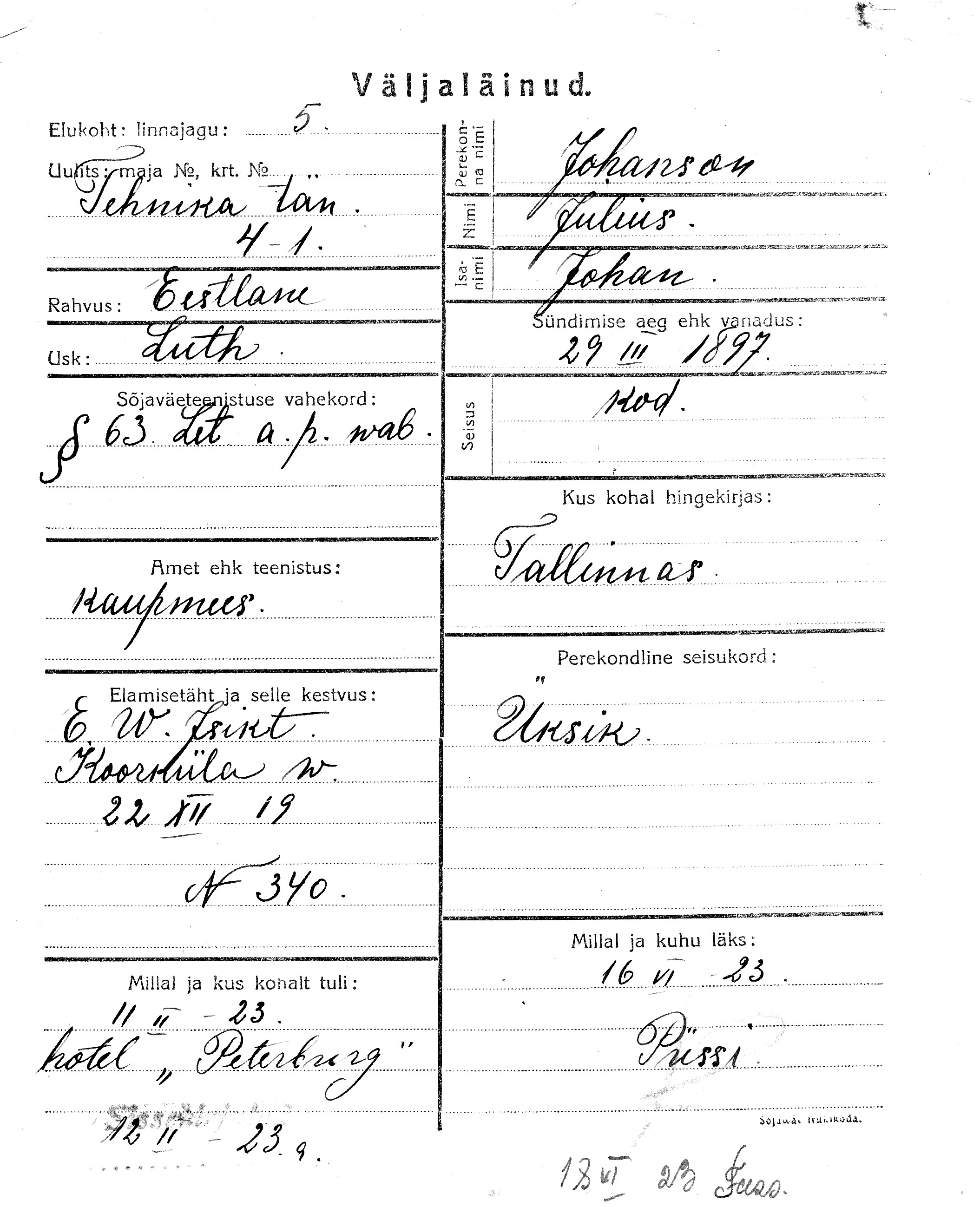 Johanson, Julius, Johan