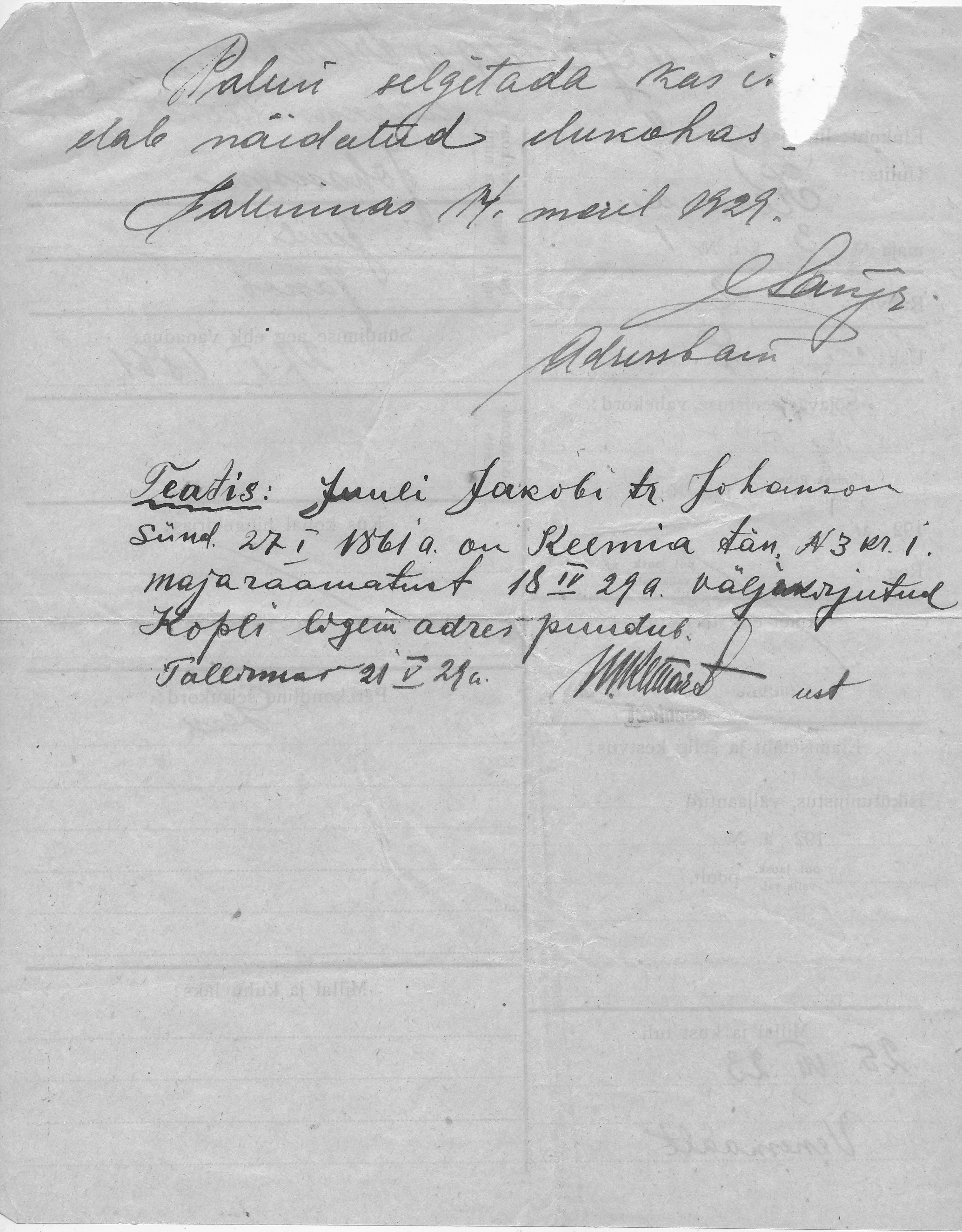 Johanson, Juuli, Jakob