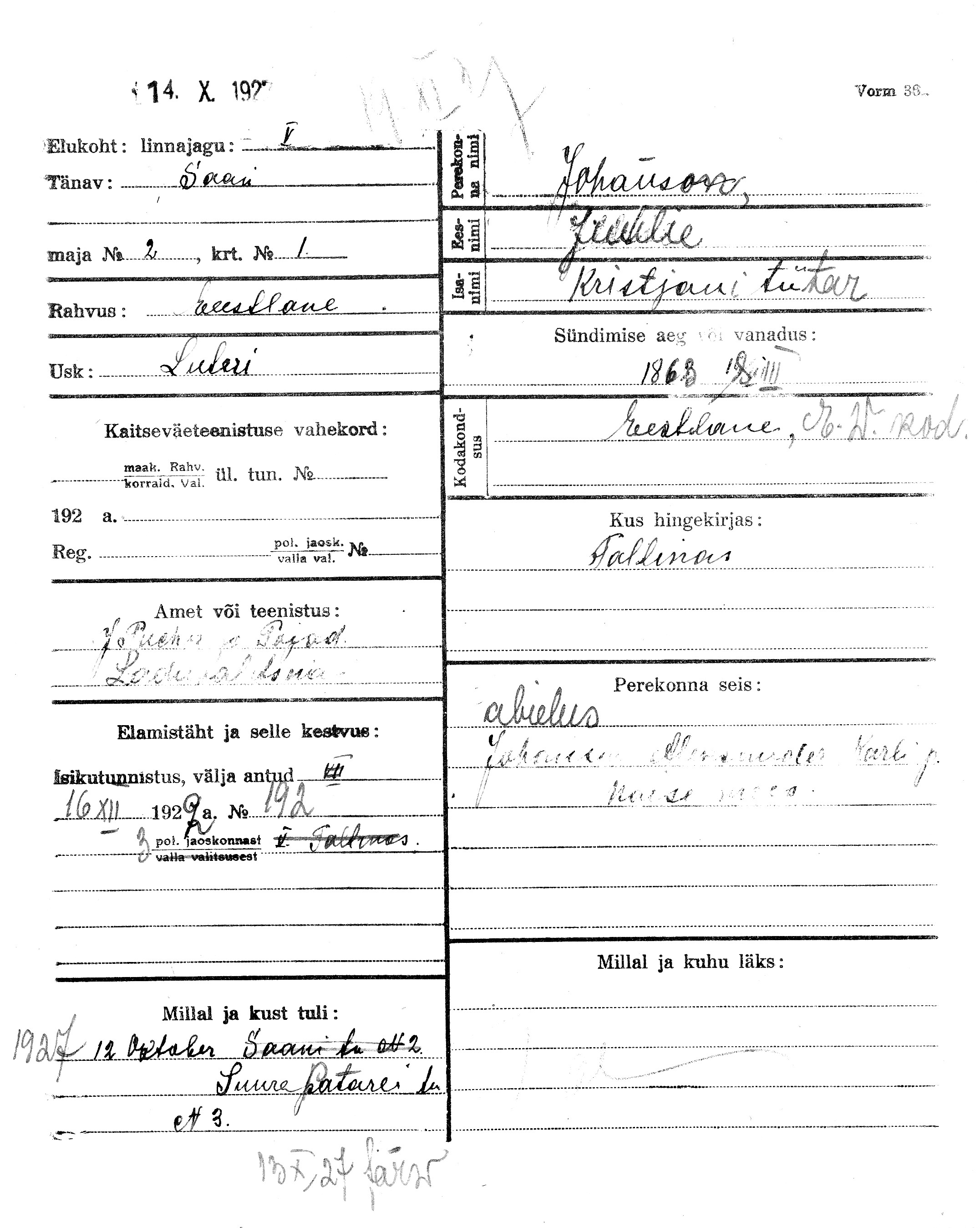 Johanson, Juulie, Kristjan